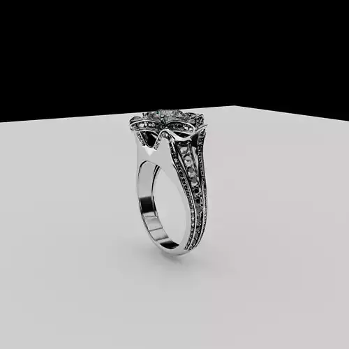dimond-ring silver flower ring with diamonds