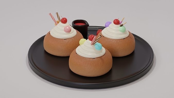 Cute Bear Bread Cream 3D model 5