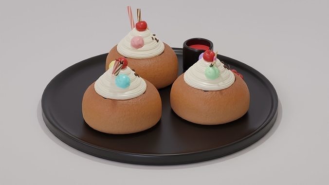 Cute Bear Bread Cream 3D model 4