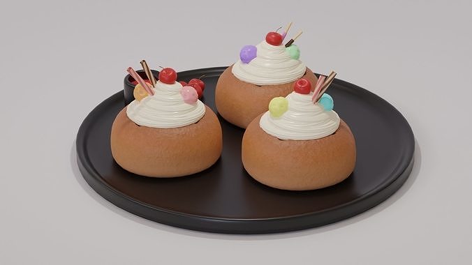 Cute Bear Bread Cream 3D model 6