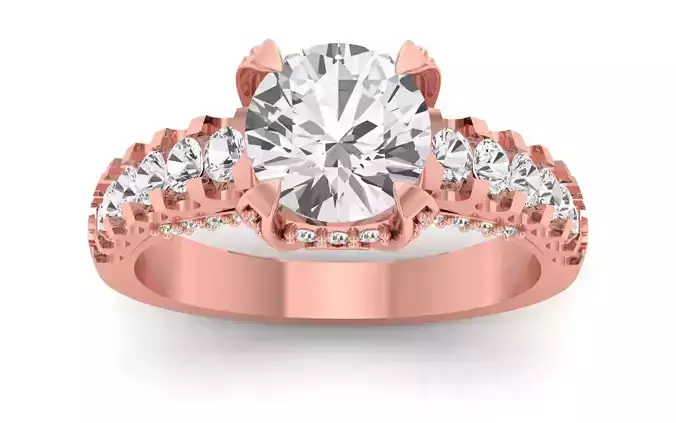 Solitaire Wedding Engagement Round Stone Ring 3D print model