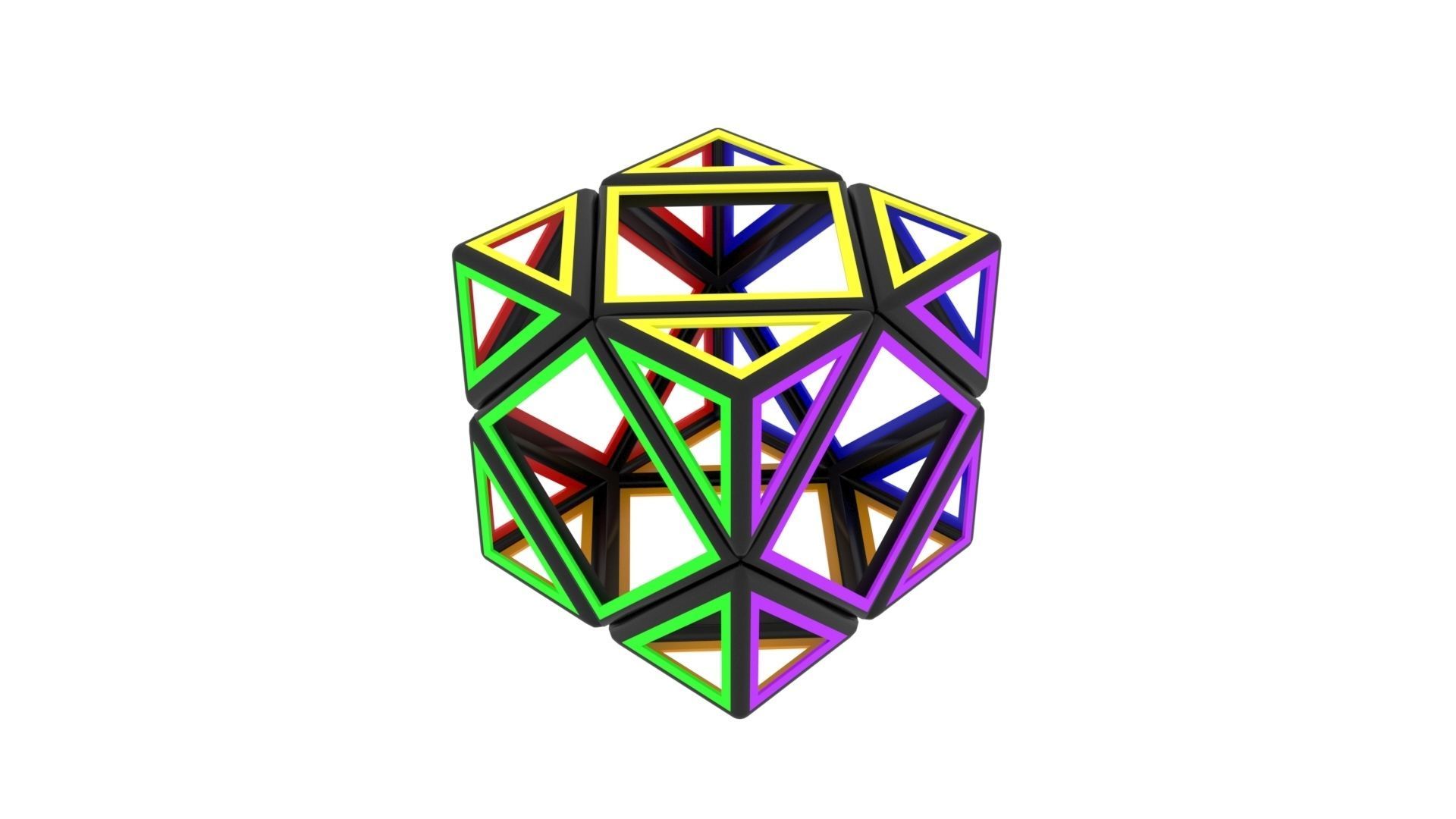 Skewb Skeleton 3D model_2