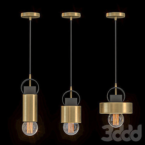 Electra three gold pendant lights 3D model