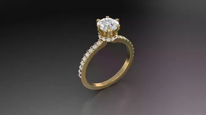 Ring 3D model oval diamond gold