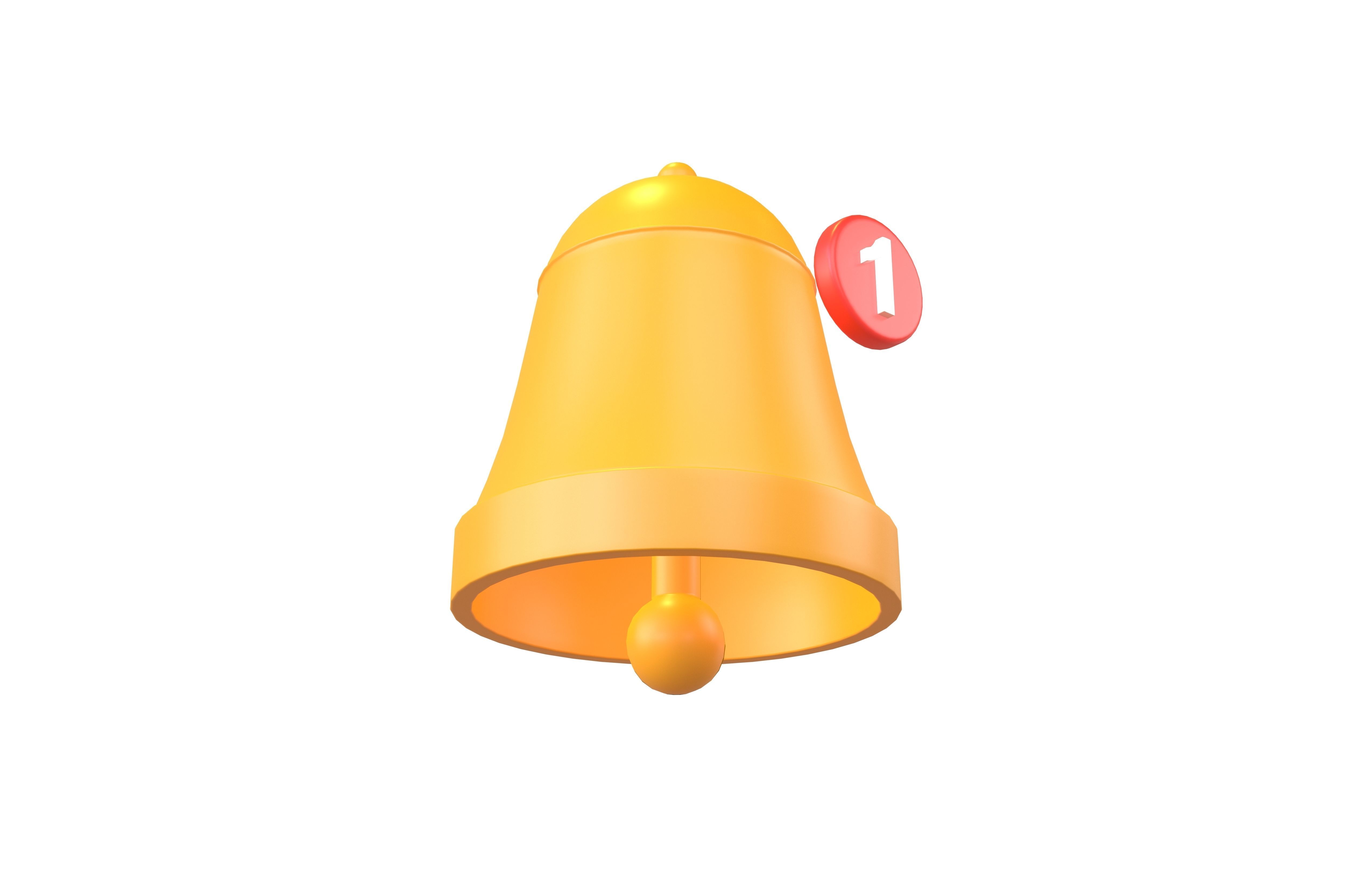 Notification Bell with Reminder Number v1 001 Low-poly 3D model_3