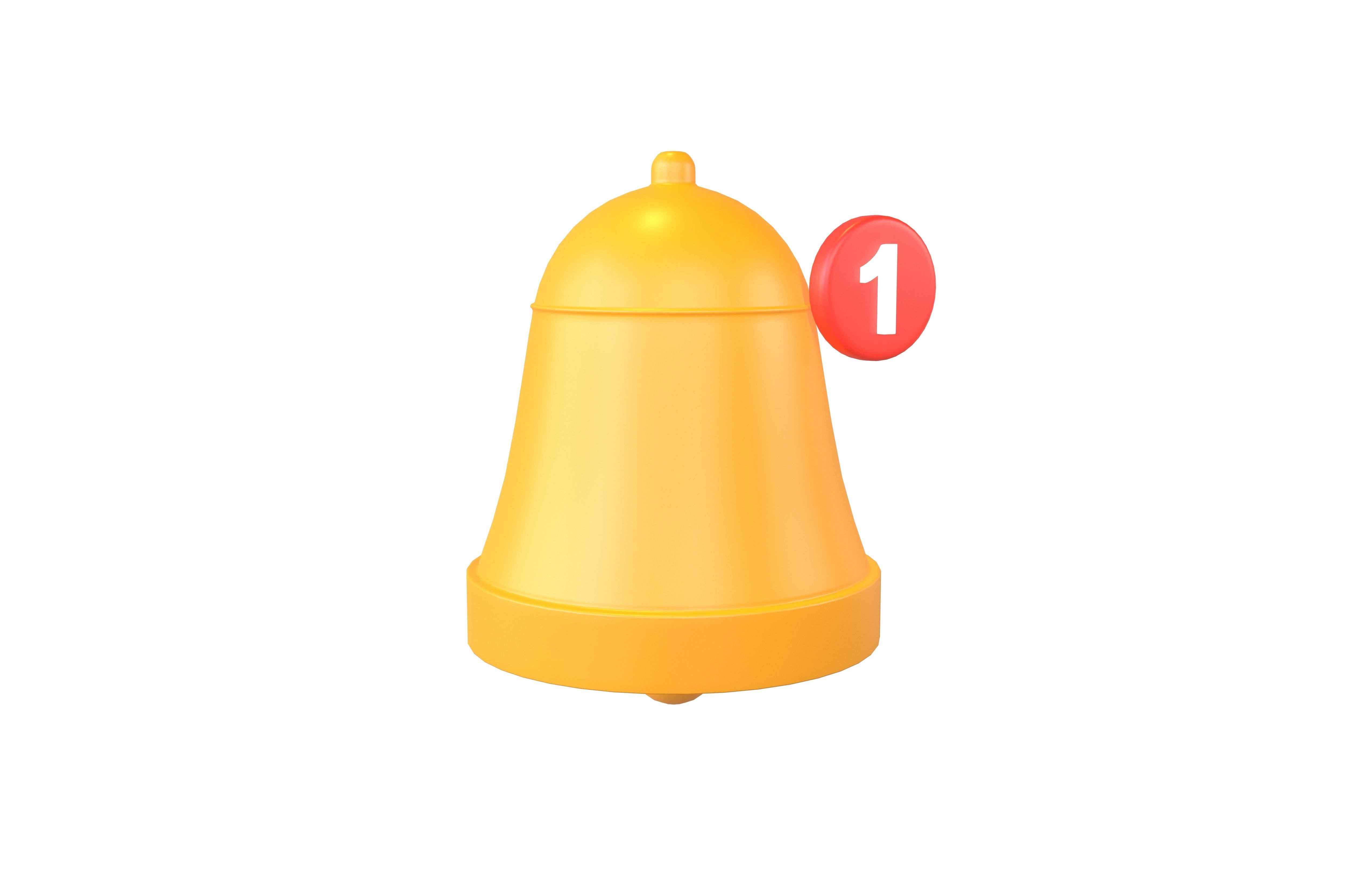 Notification Bell with Reminder Number v1 001 Low-poly 3D model_1