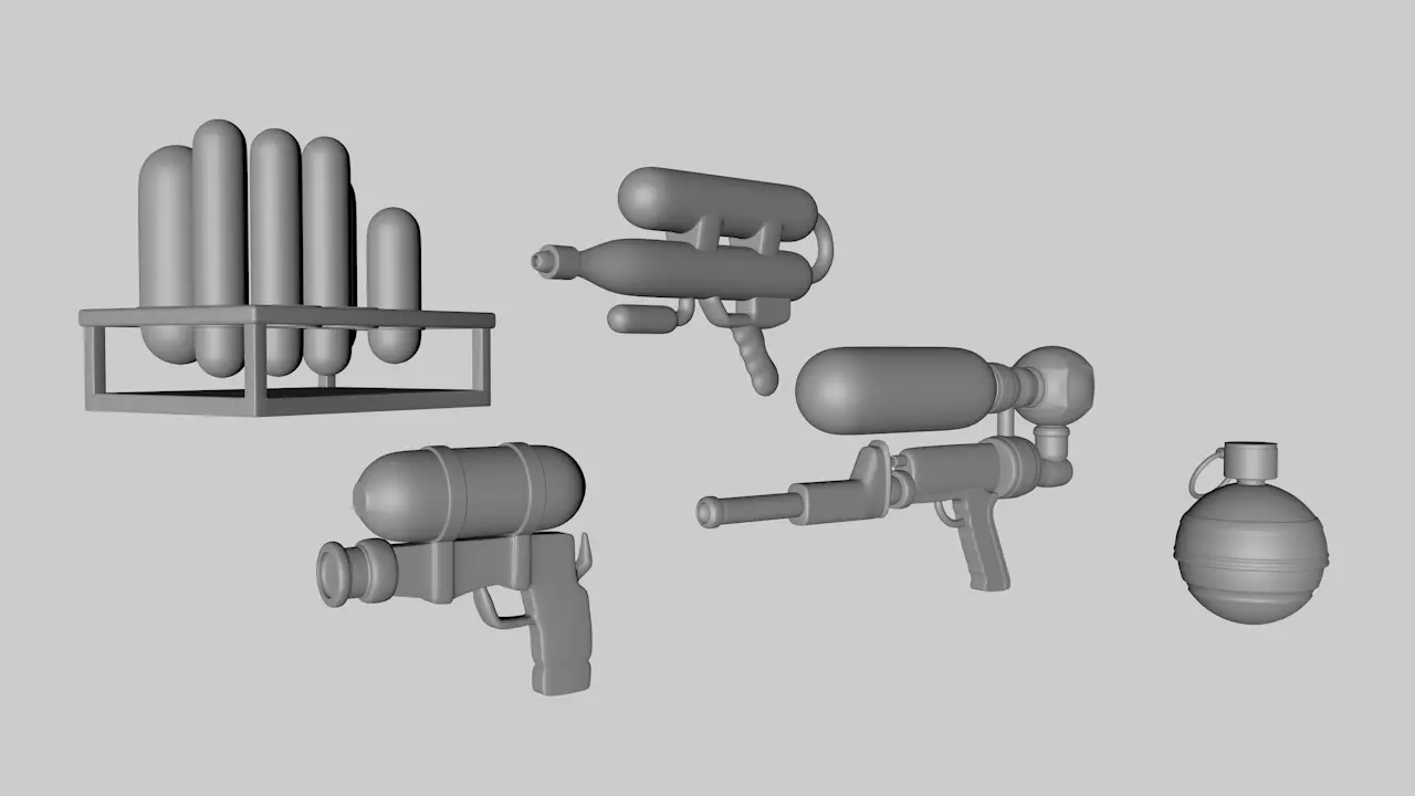 SciFi Cartoon Weapons 3D model_0