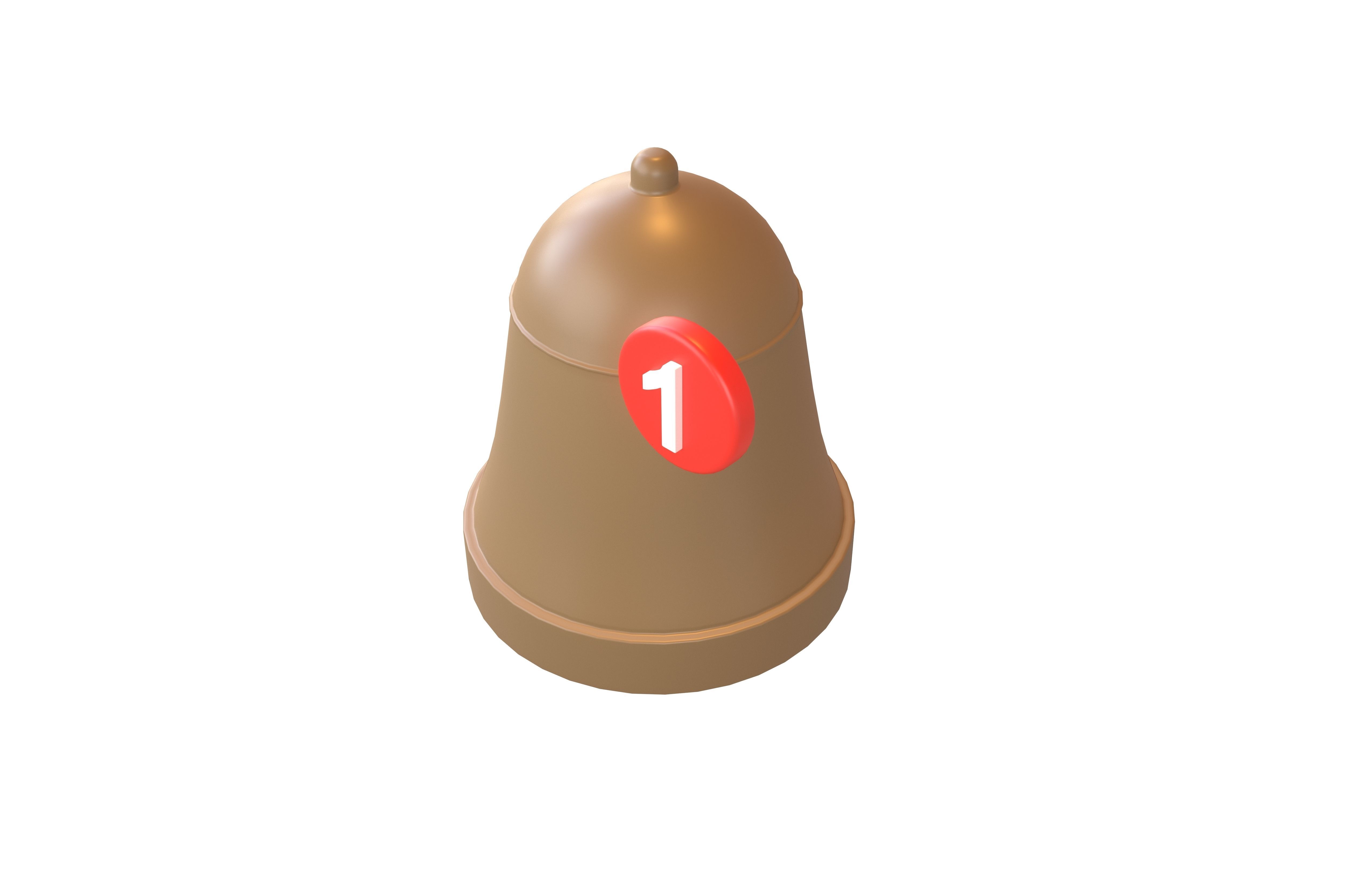 Notification Bell with Reminder Number v1 003 Low-poly 3D model_2
