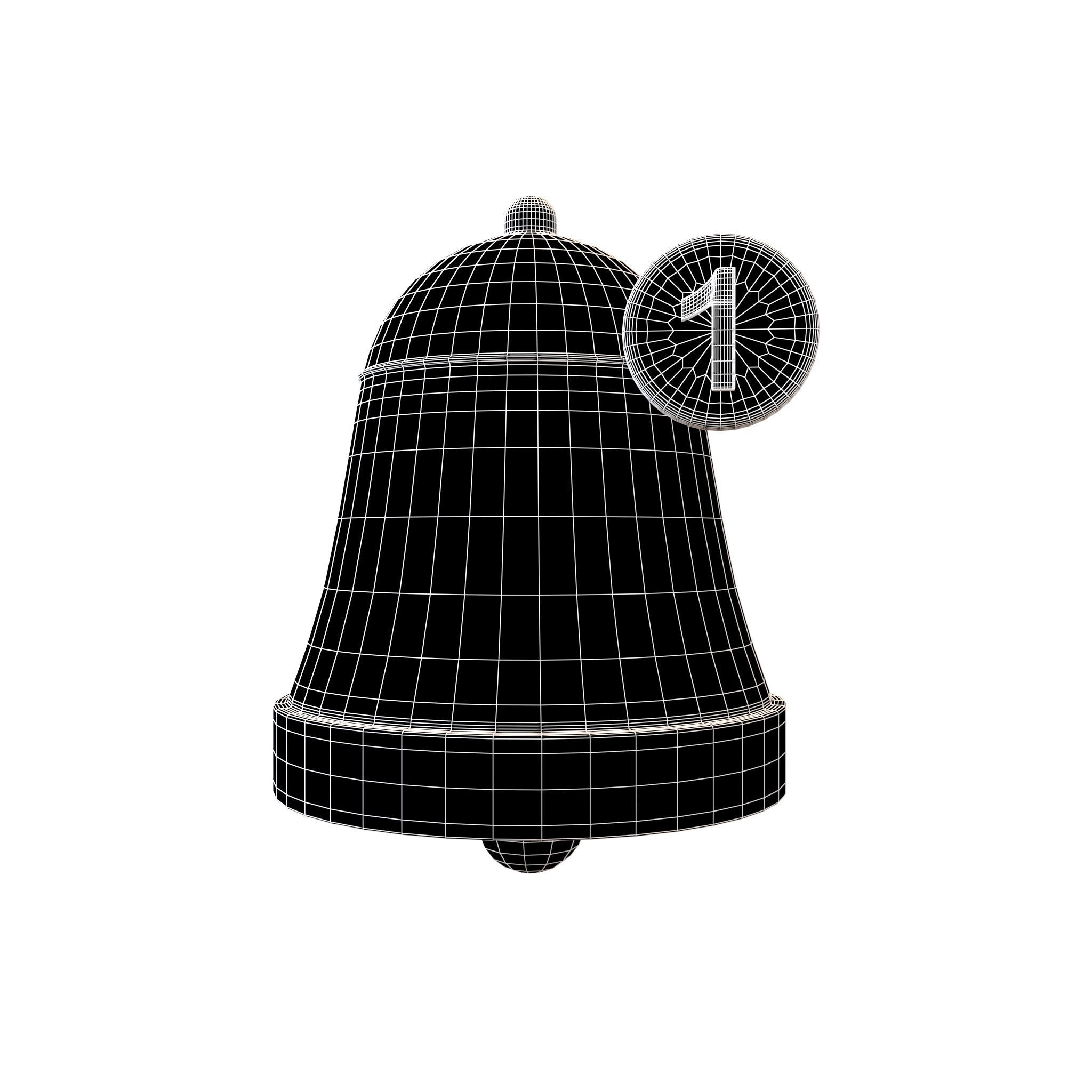 Notification Bell with Reminder Number v1 003 Low-poly 3D model_4