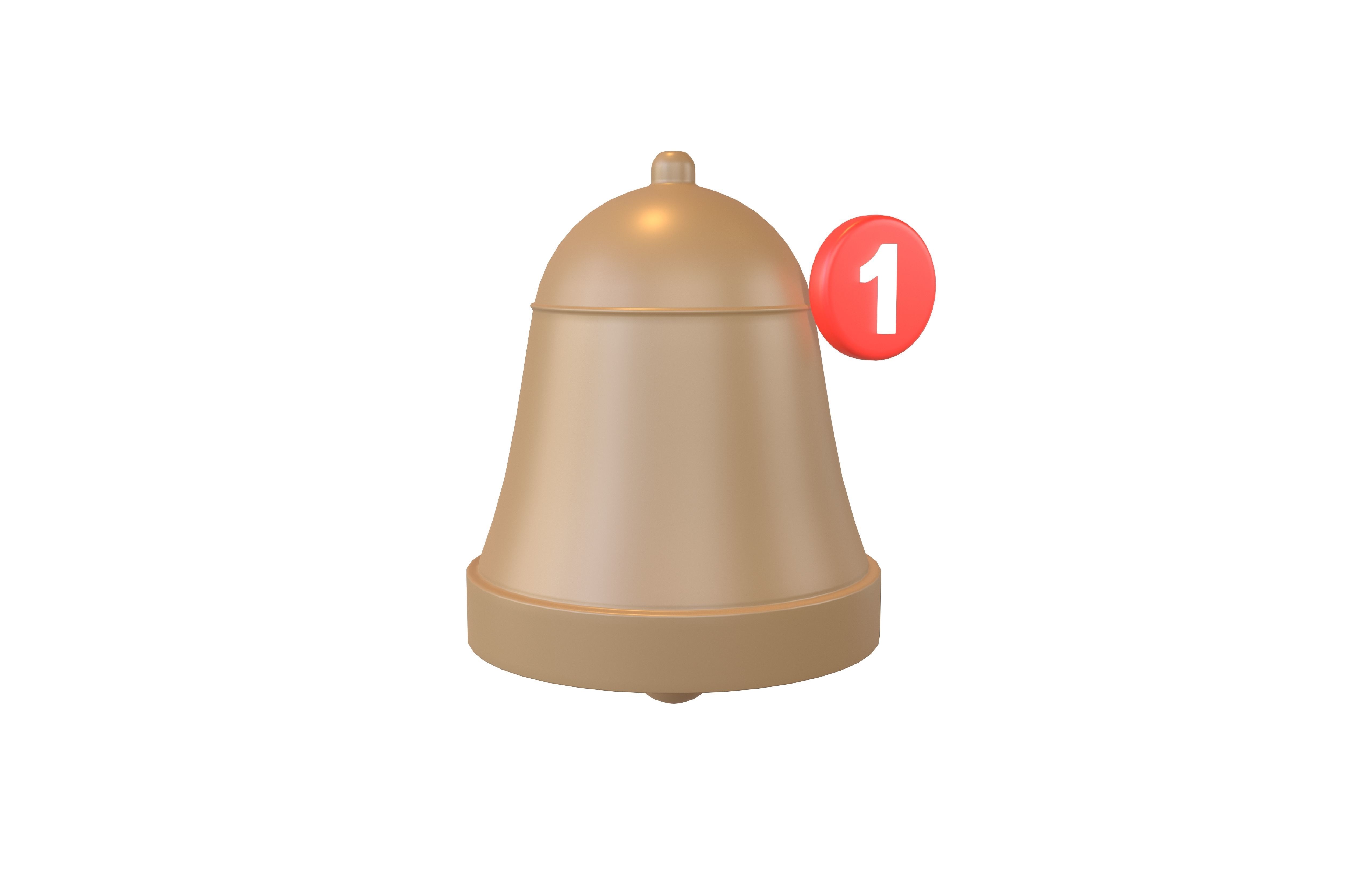 Notification Bell with Reminder Number v1 003 Low-poly 3D model_1