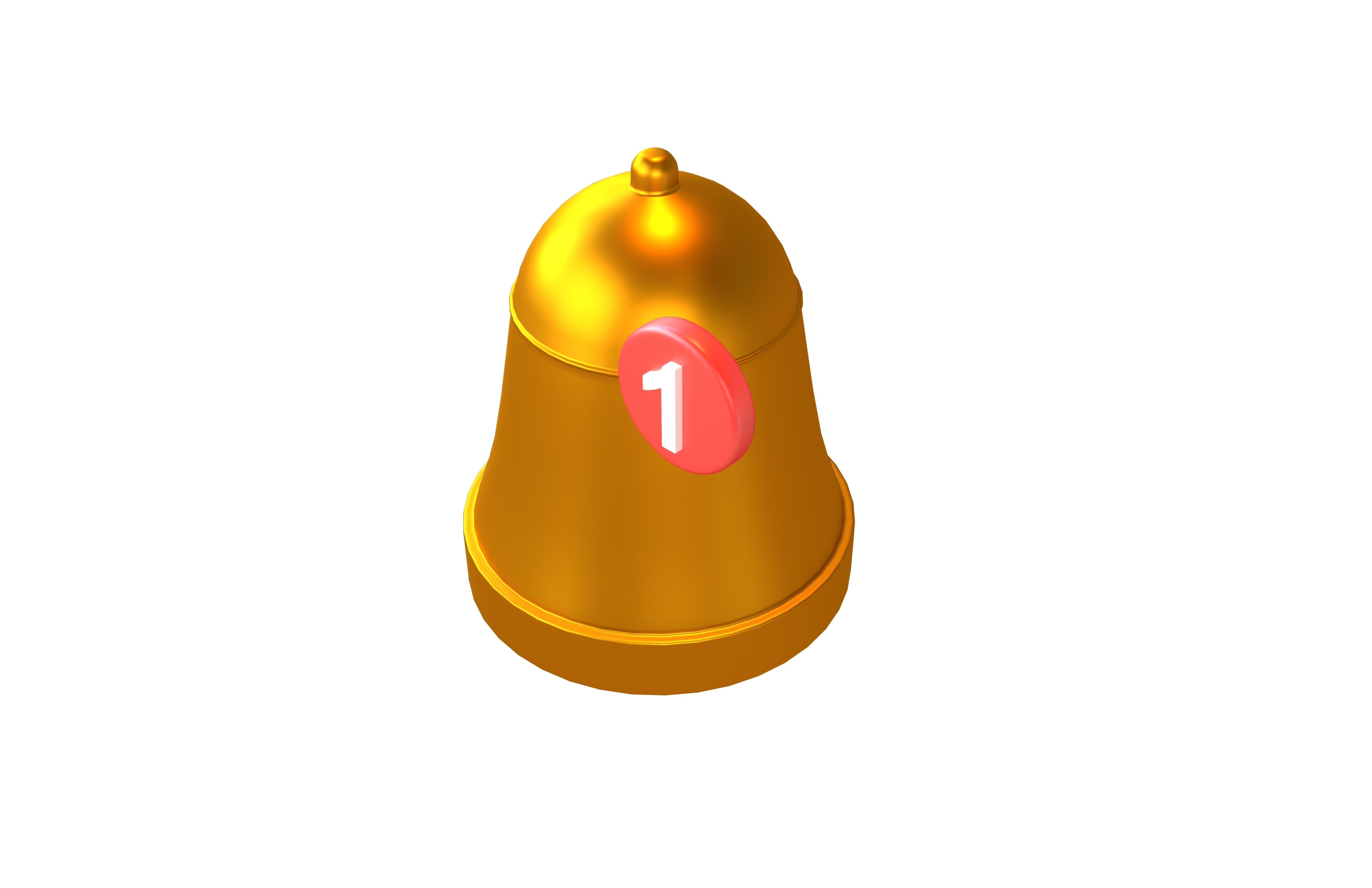 Notification Bell with Reminder Number v1 005 Low-poly 3D model_3