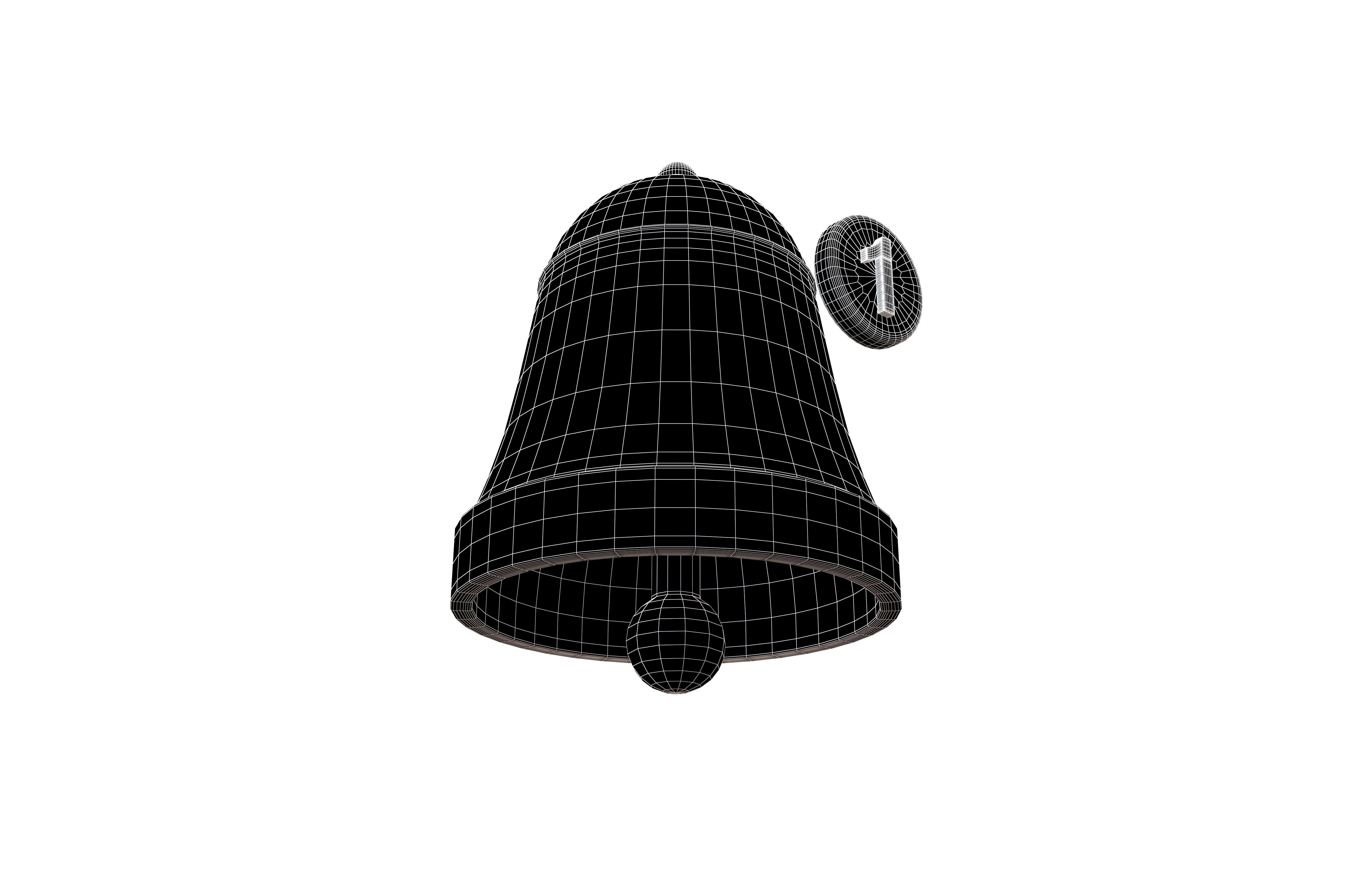 Notification Bell with Reminder Number v1 005 Low-poly 3D model_7