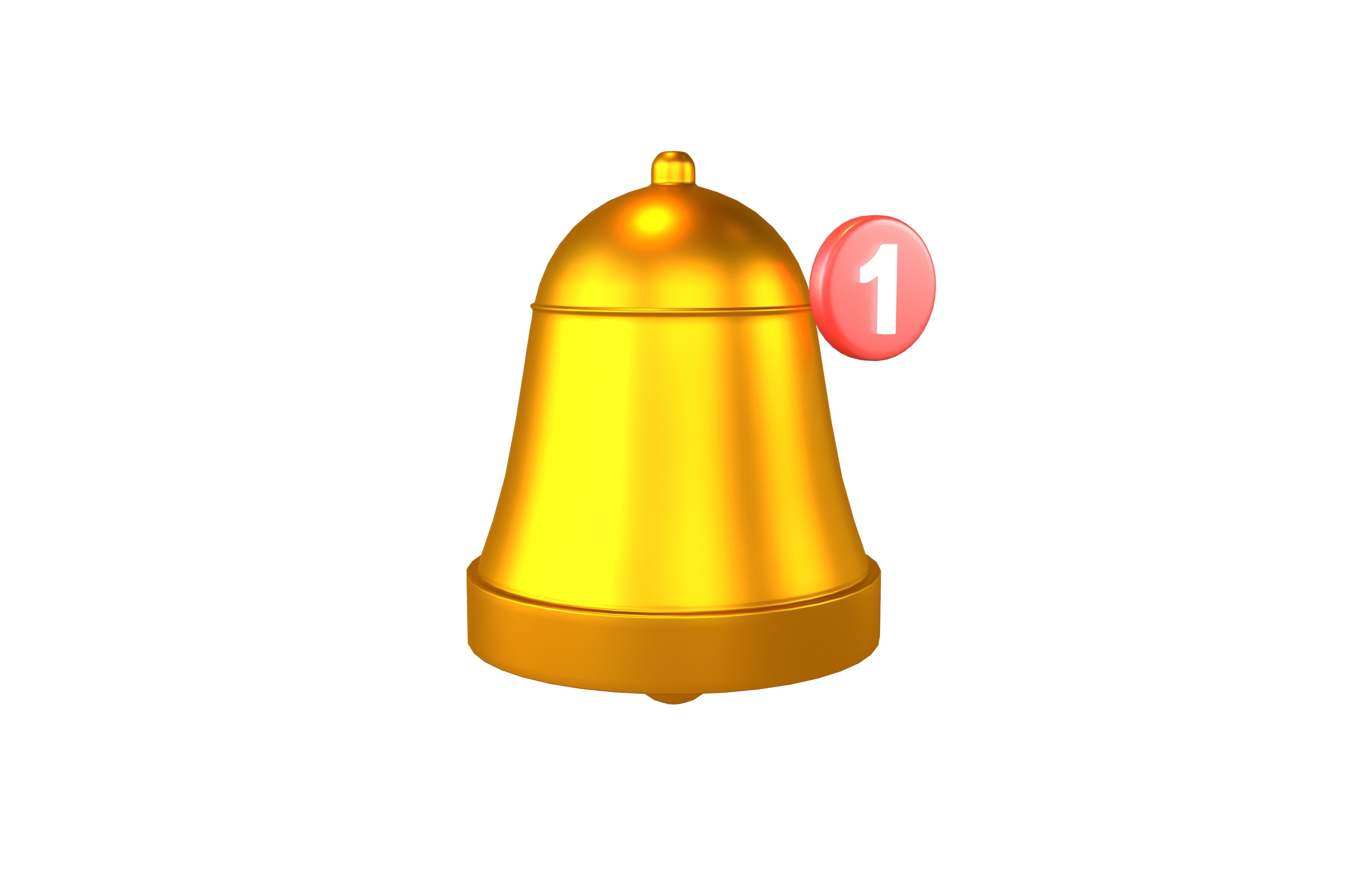 Notification Bell with Reminder Number v1 005 Low-poly 3D model_1