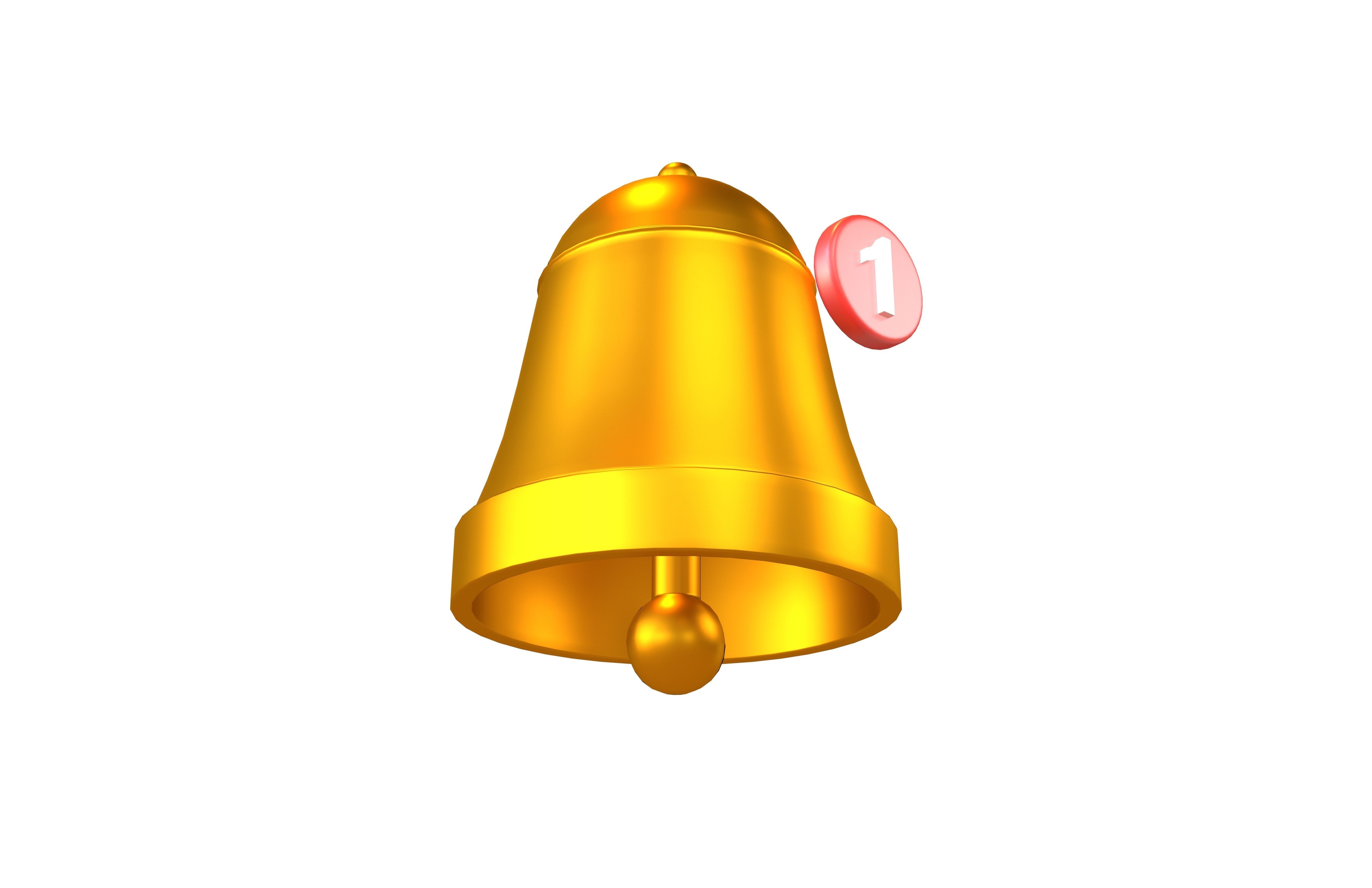 Notification Bell with Reminder Number v1 005 Low-poly 3D model_2