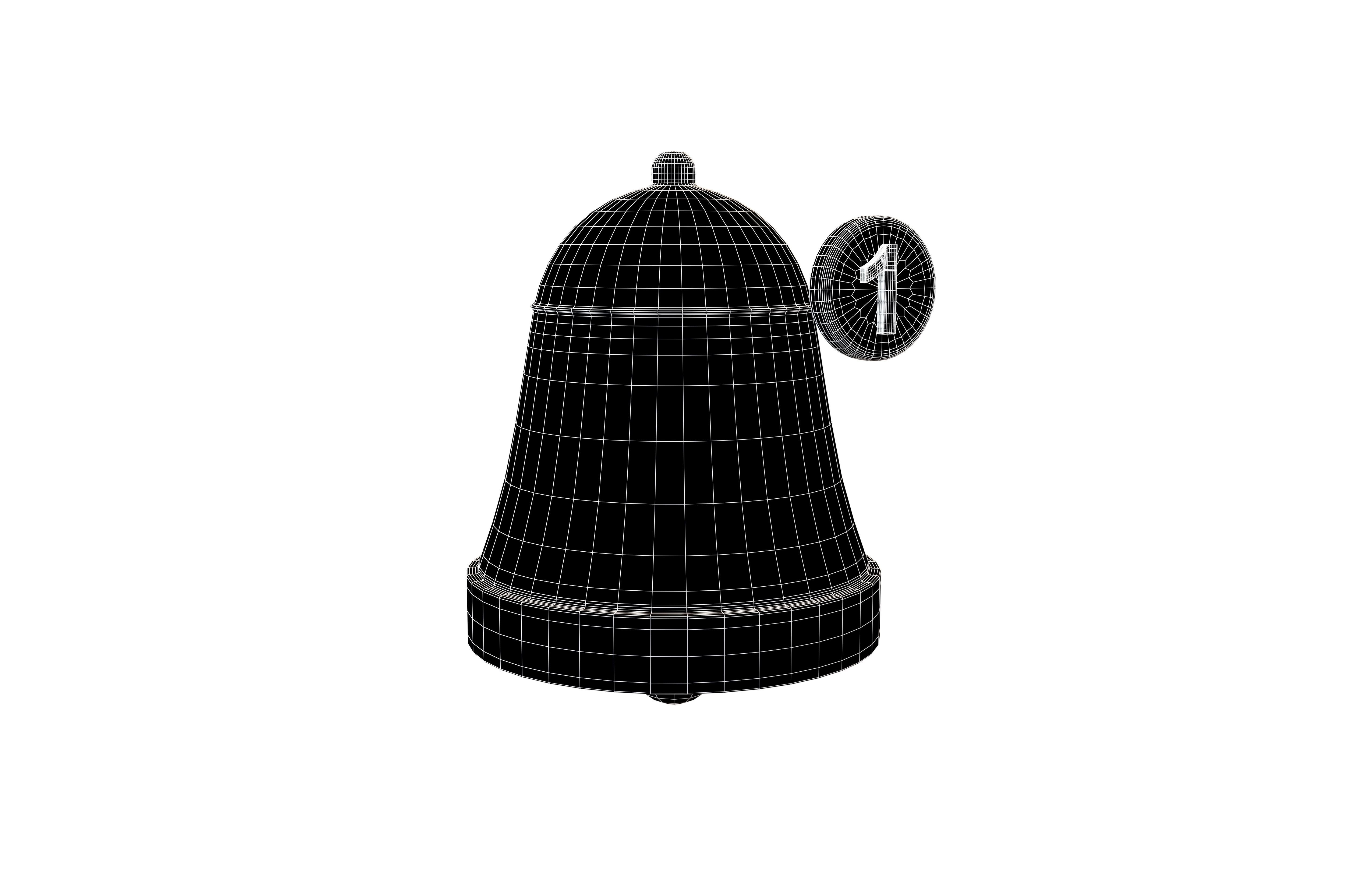 Notification Bell with Reminder Number v1 005 Low-poly 3D model_5