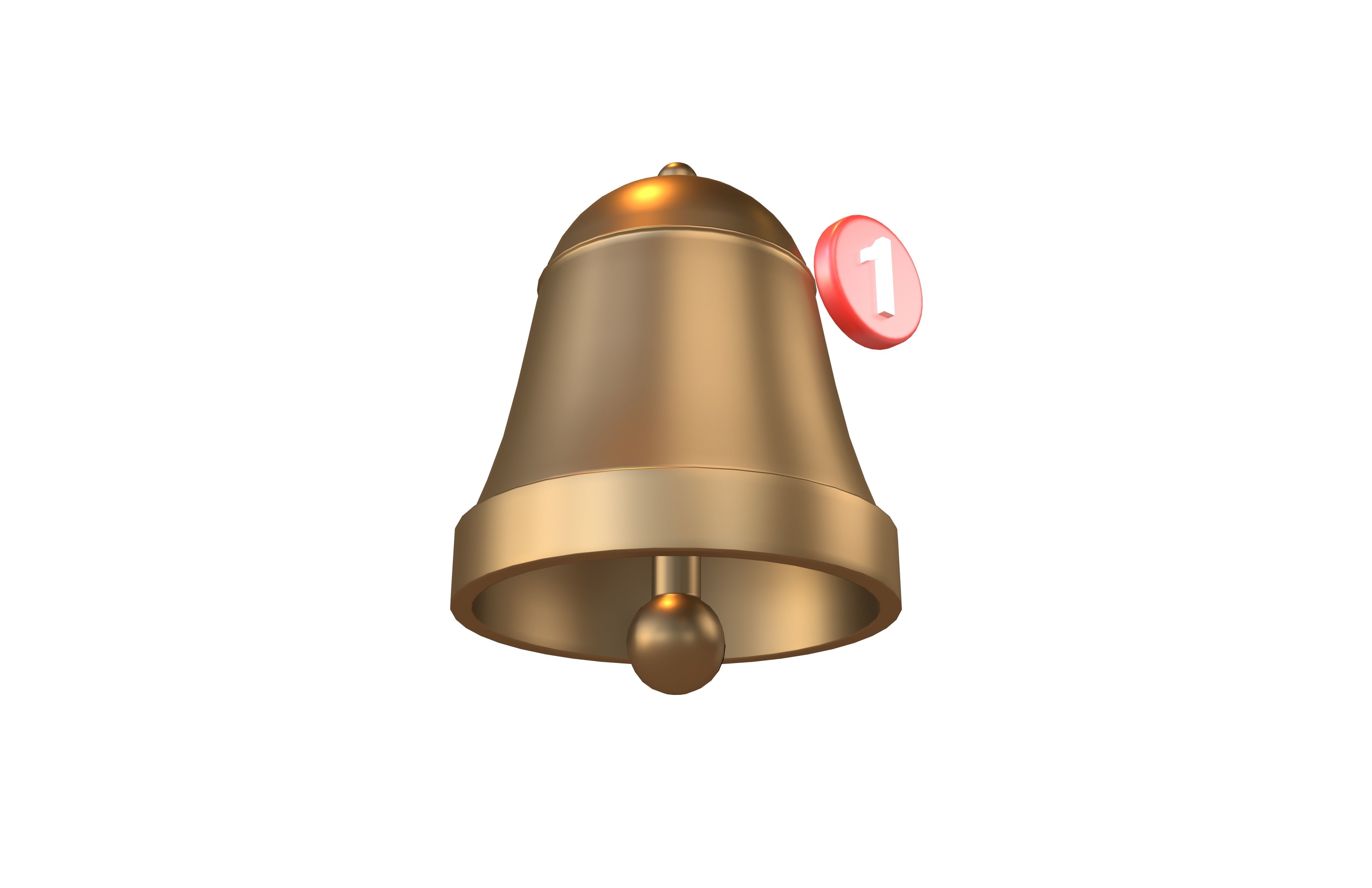 Notification Bell with Reminder Number v1 007 Low-poly 3D model_3