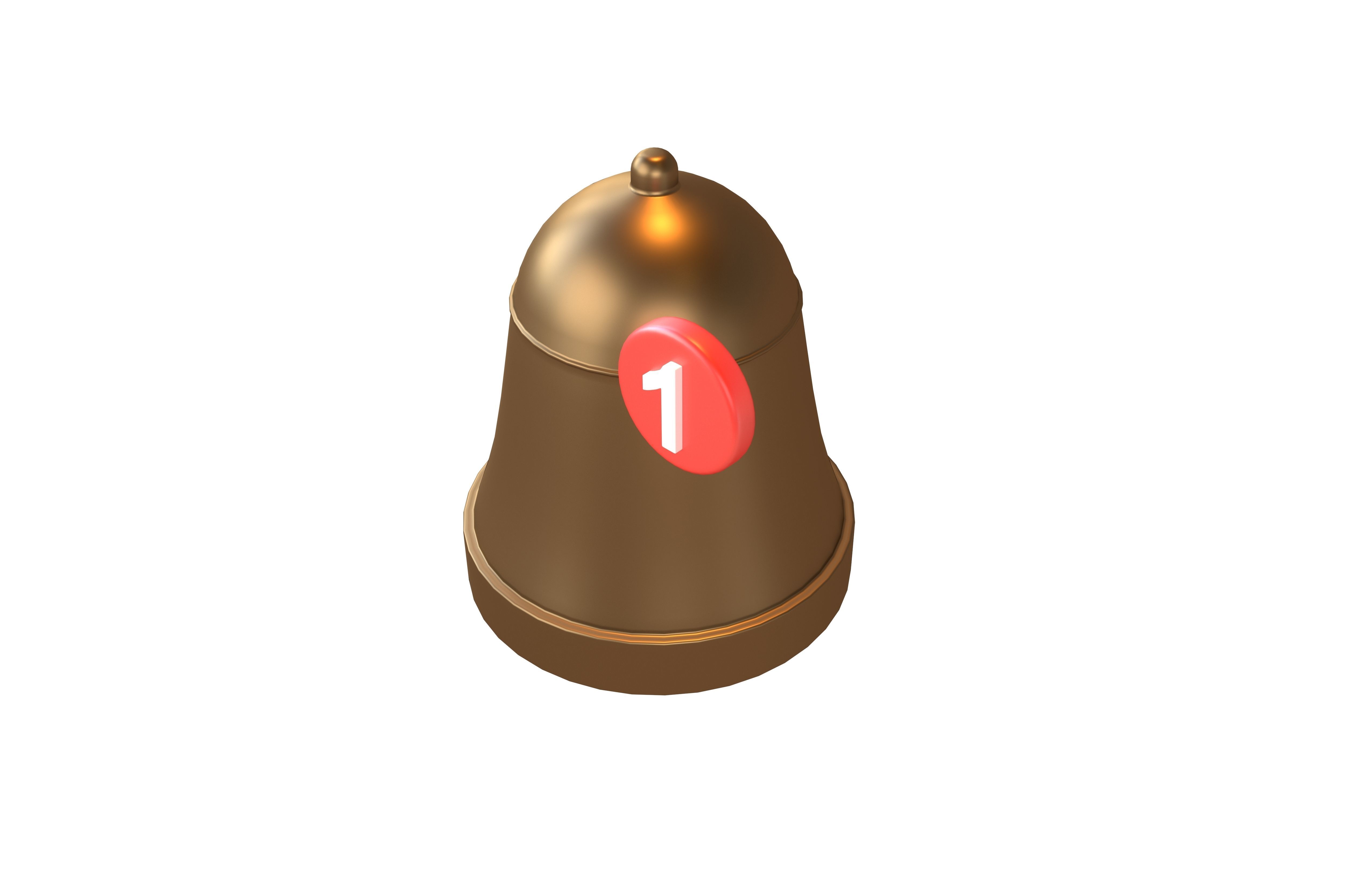 Notification Bell with Reminder Number v1 007 Low-poly 3D model_2