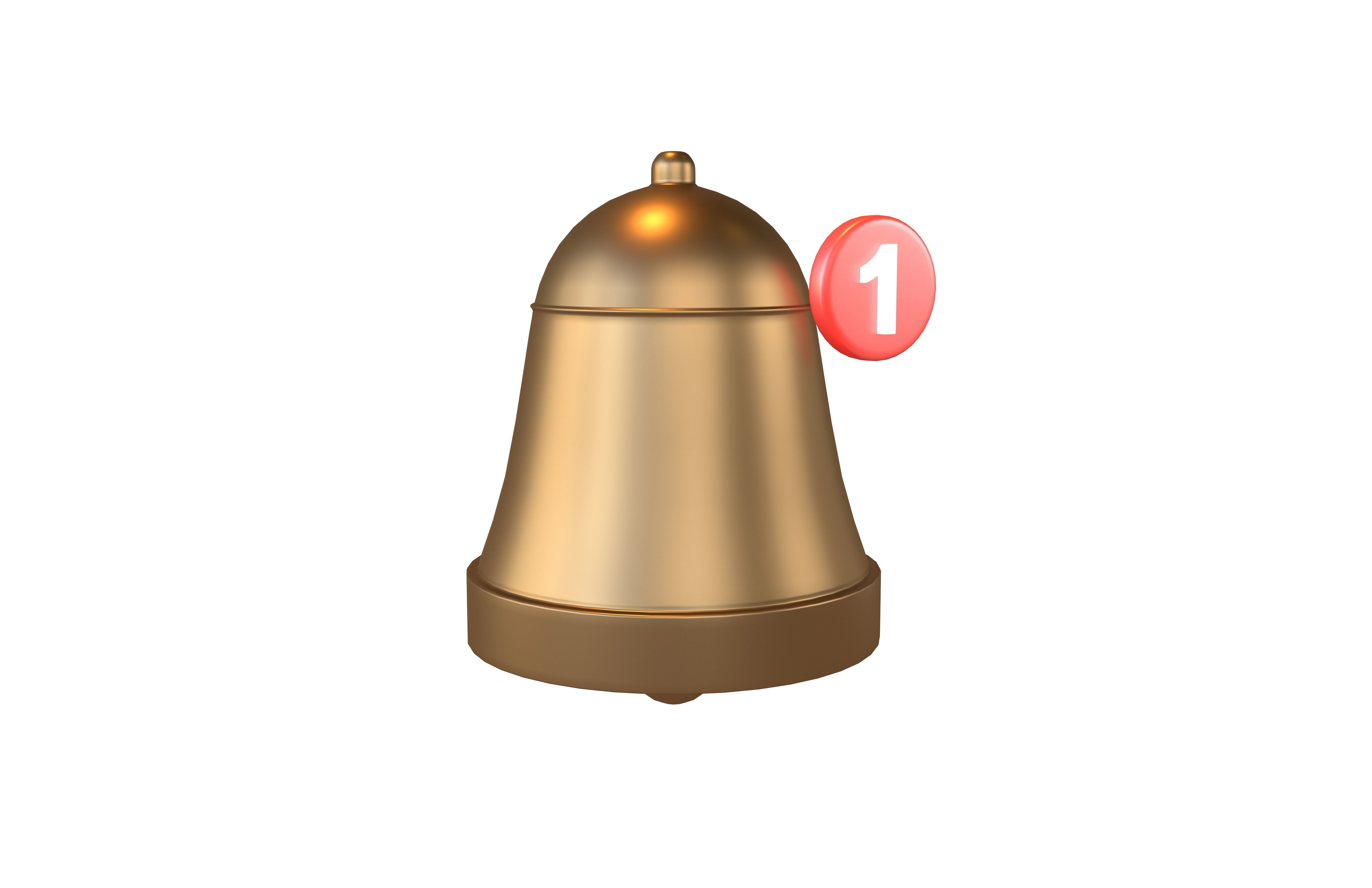 Notification Bell with Reminder Number v1 007 Low-poly 3D model_1