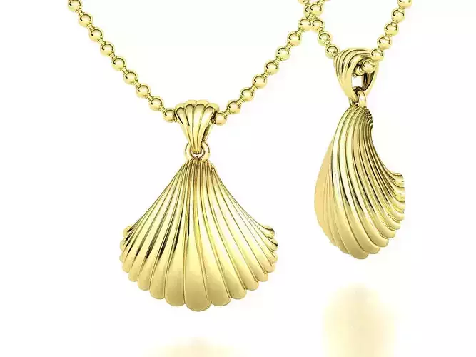 Scallop Shell Pendant Nautical Jewelry Necklace 3D print model