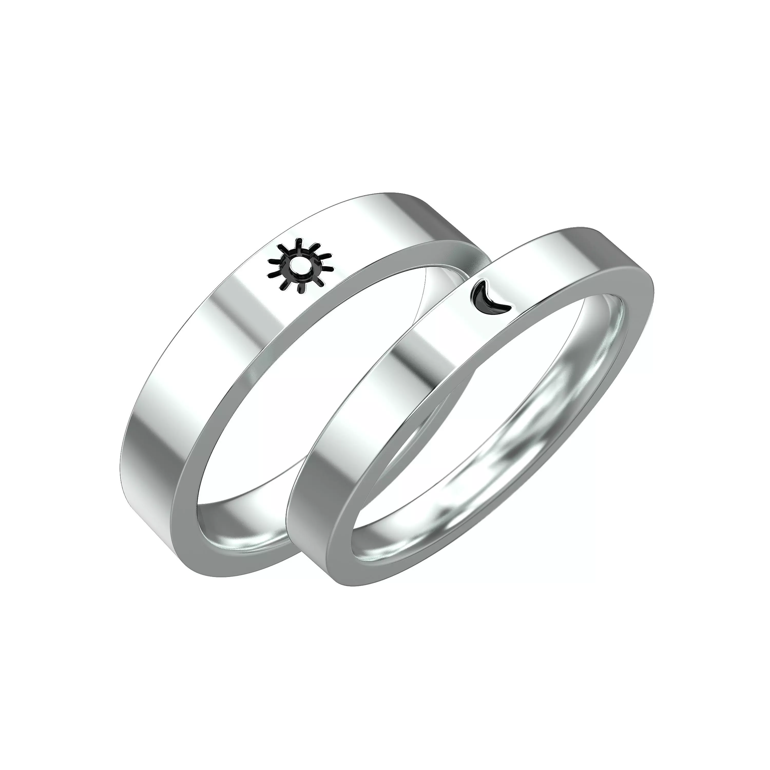 210708 R Ring Moon and Sun for couple 3D print model
