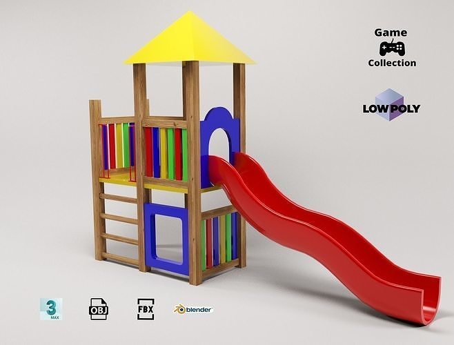 Playground slide Low-poly 3D model