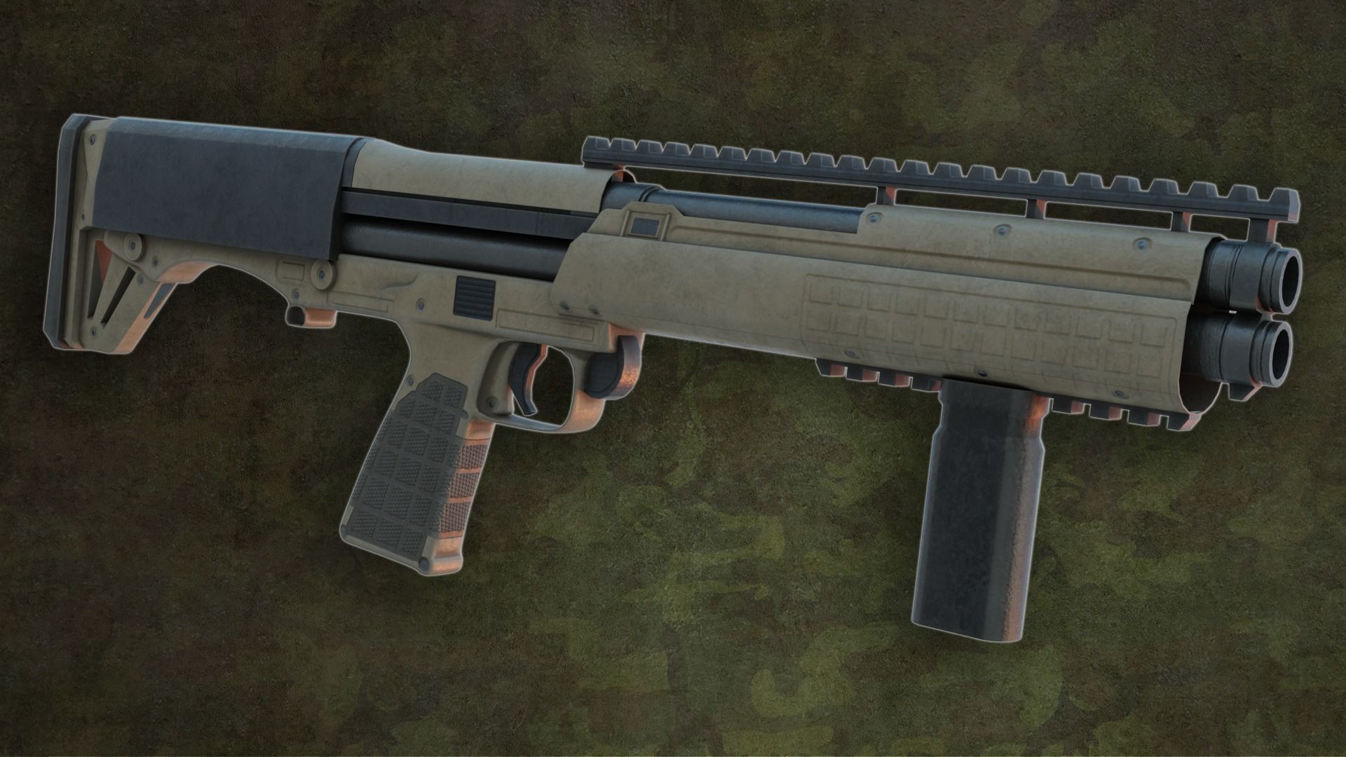 Burst Shotgun Low-poly 3D model_4