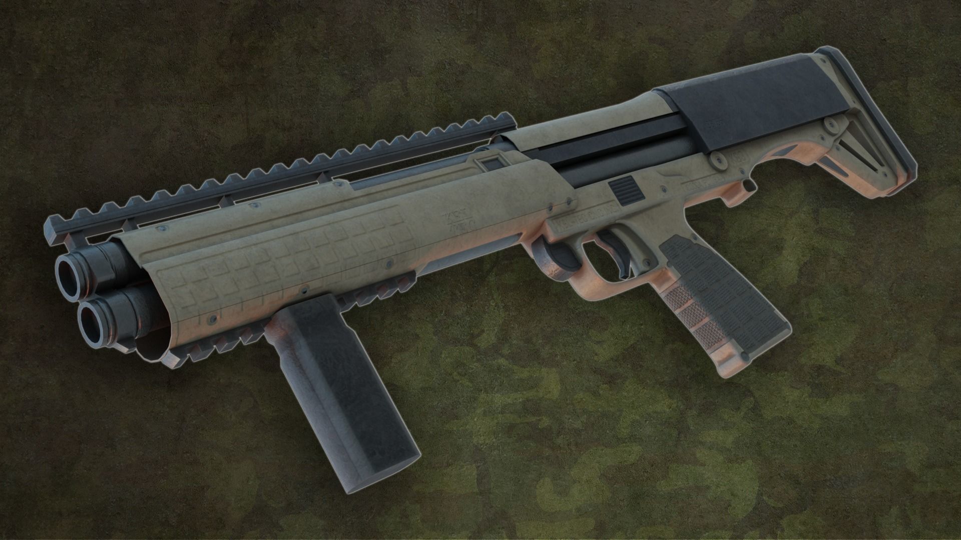 Burst Shotgun Low-poly 3D model_1