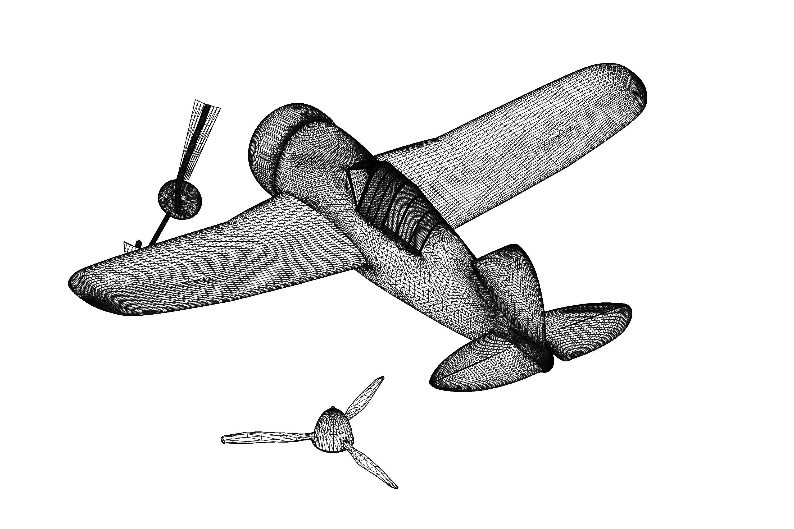Brewster F2A Buffalo -  3D Print Ready simple 3D print model_6