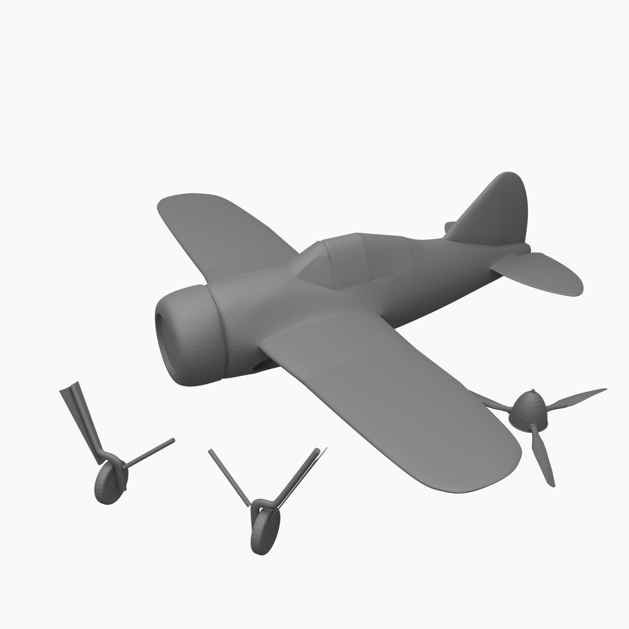 Brewster F2A Buffalo -  3D Print Ready simple 3D print model_4