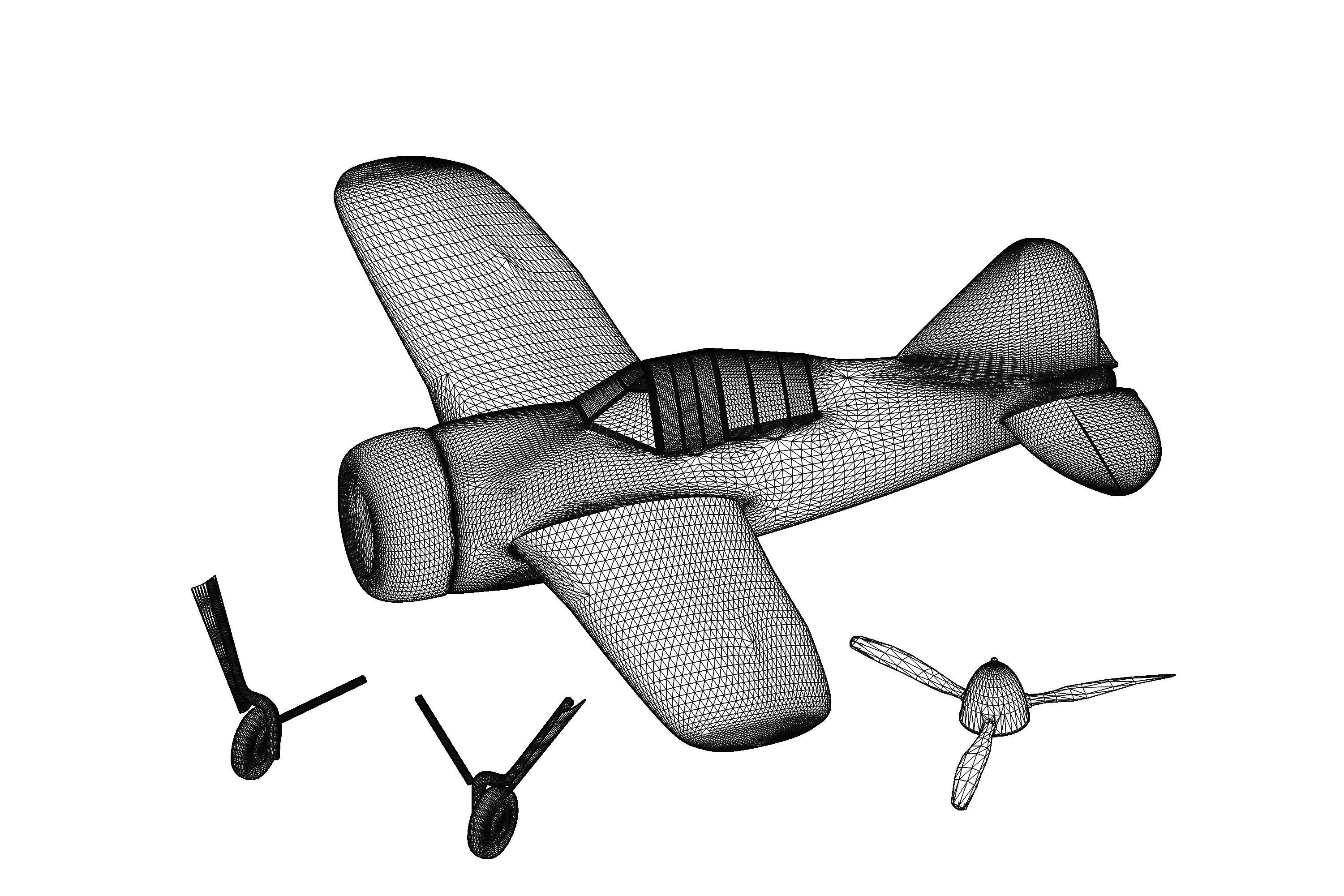 Brewster F2A Buffalo -  3D Print Ready simple 3D print model_5