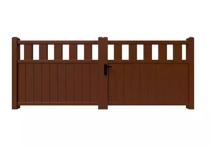 Wooden gate house Low-poly 3D model