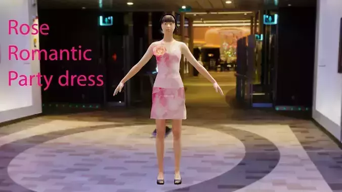 Simple pink rose florist party dress