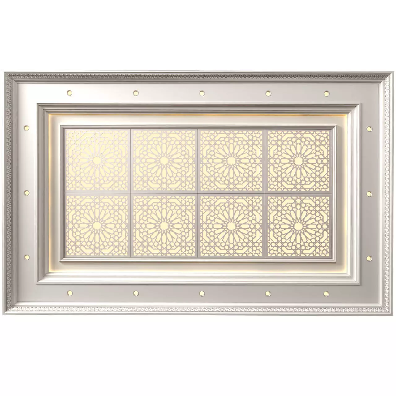 Coffered ceiling with lighting in oriental style 3D model_0