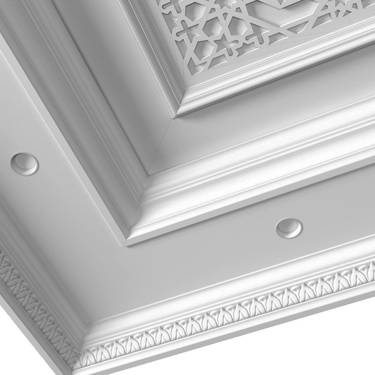Coffered ceiling with lighting in oriental style 3D model_5