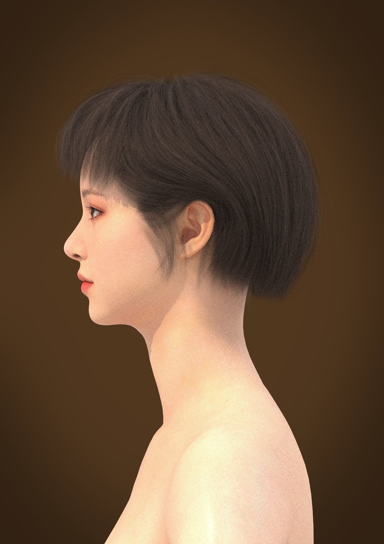 Short hair 037-FV2 for Yuna-FV2 3D model from Clo3D Software 3D model_7