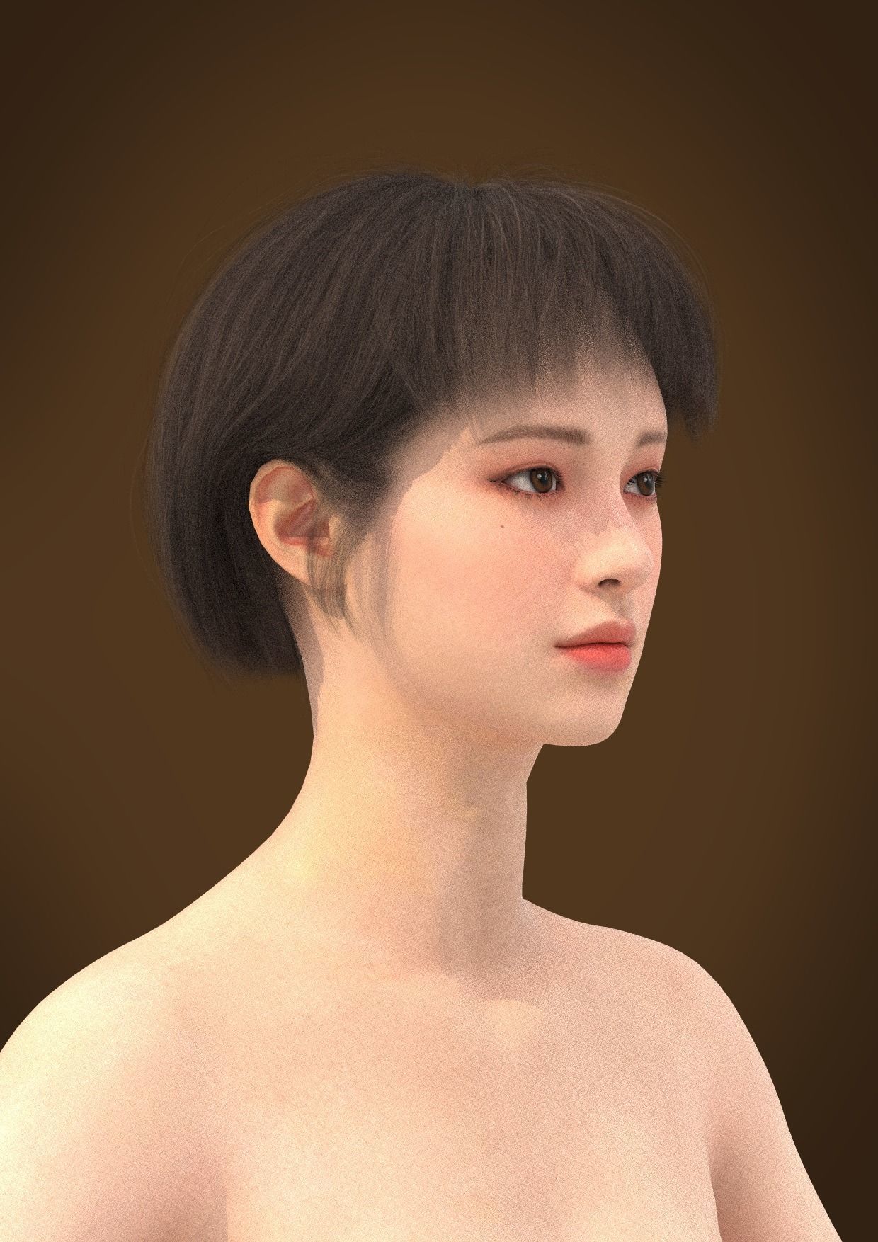 Short hair 037-FV2 for Yuna-FV2 3D model from Clo3D Software 3D model_1
