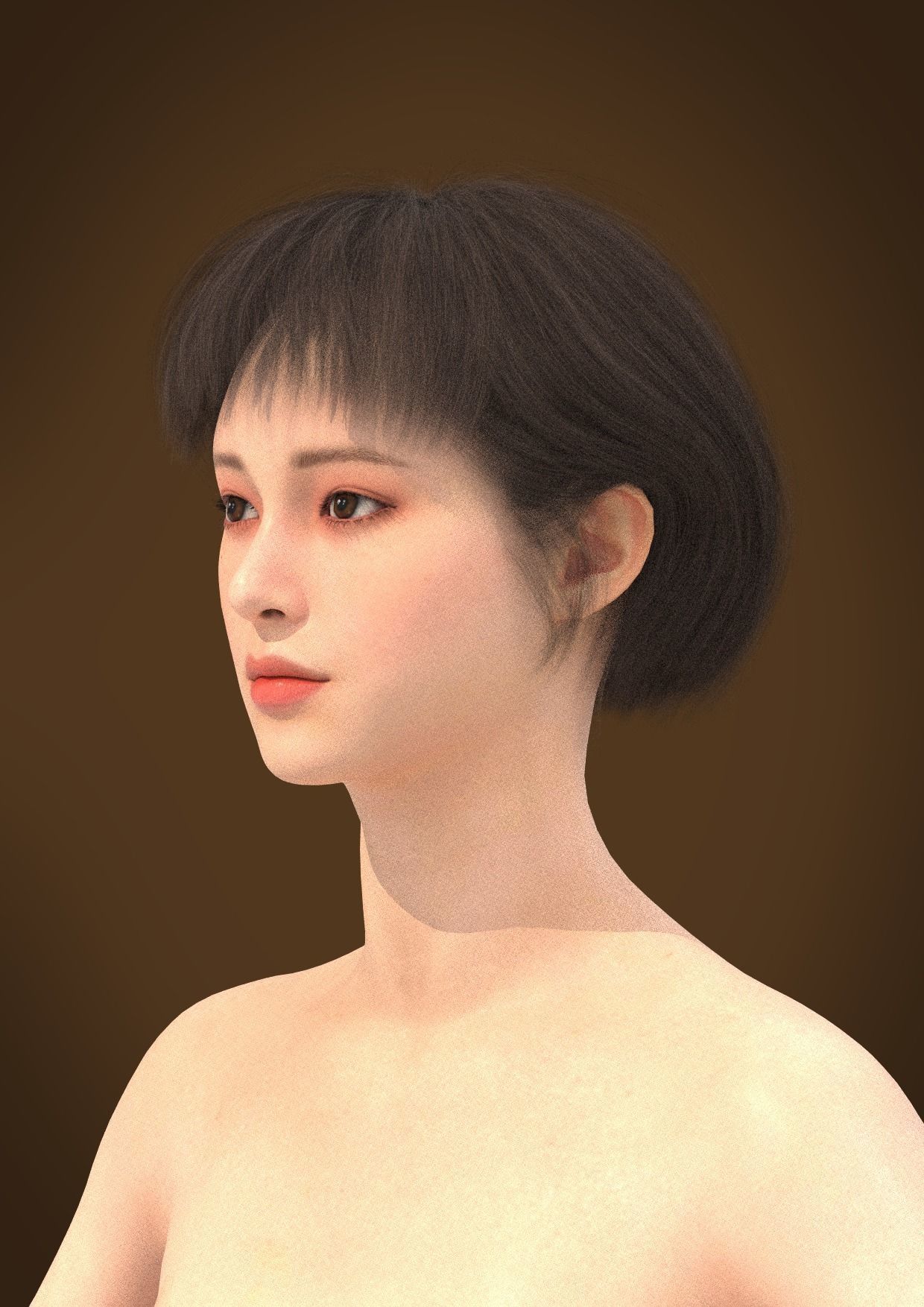 Short hair 037-FV2 for Yuna-FV2 3D model from Clo3D Software 3D model_8