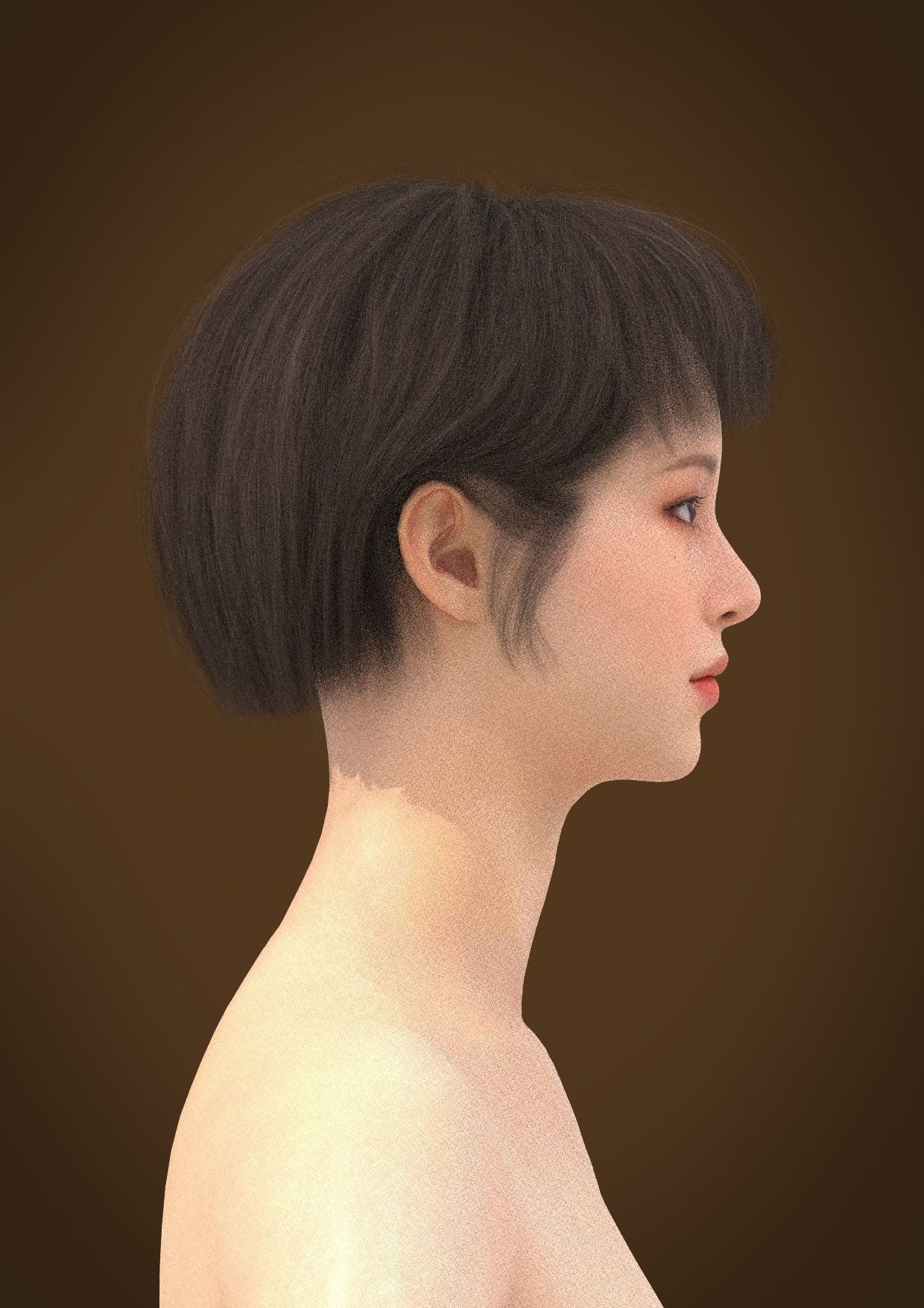 Short hair 037-FV2 for Yuna-FV2 3D model from Clo3D Software 3D model_3