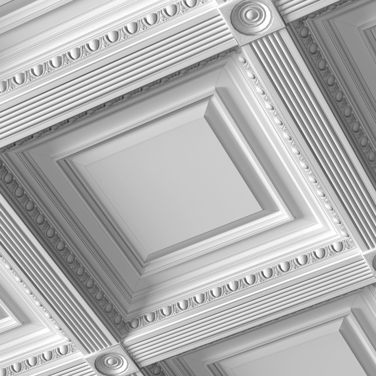 Classical coffered ceiling Set 3D model_6