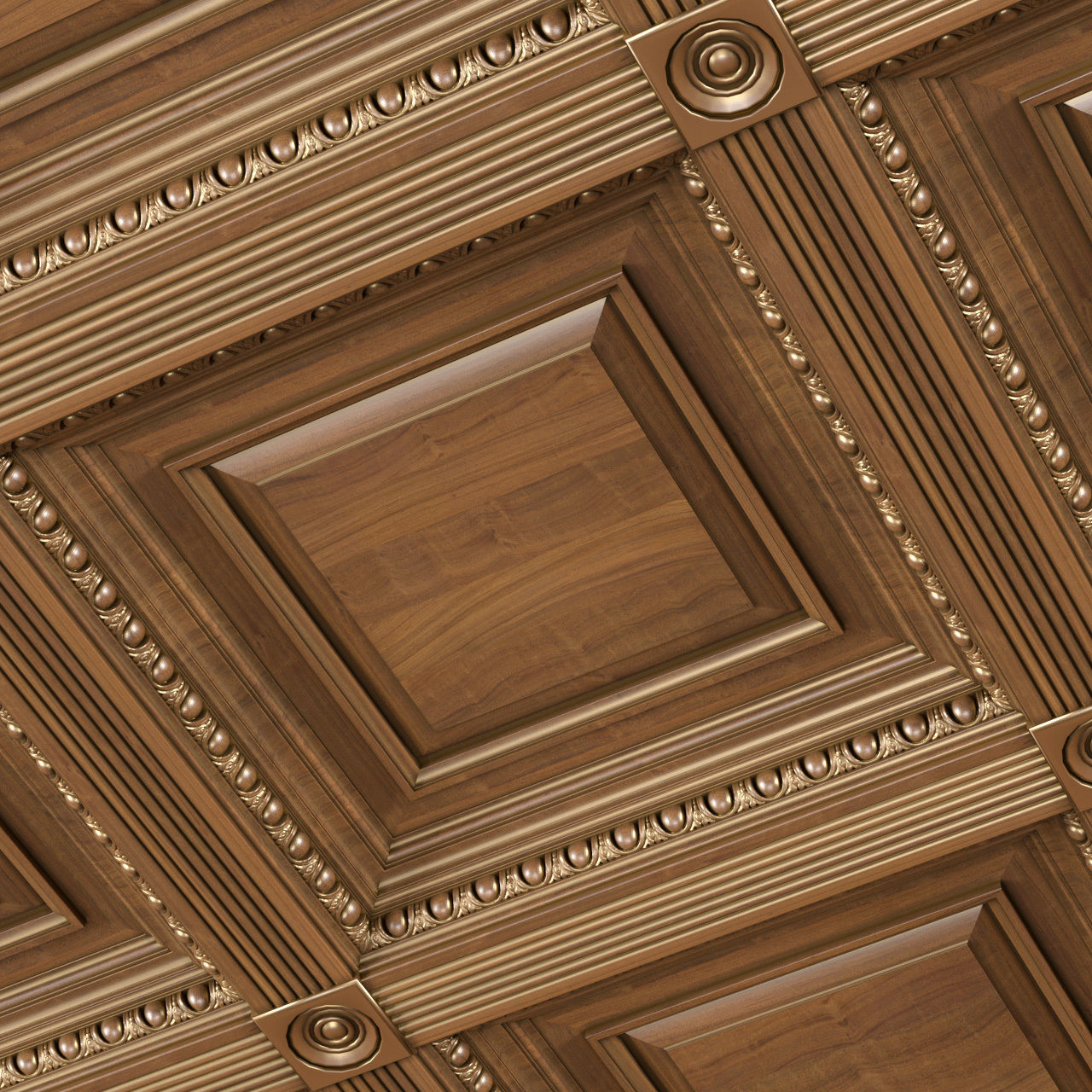 Classical coffered ceiling Set 3D model_2