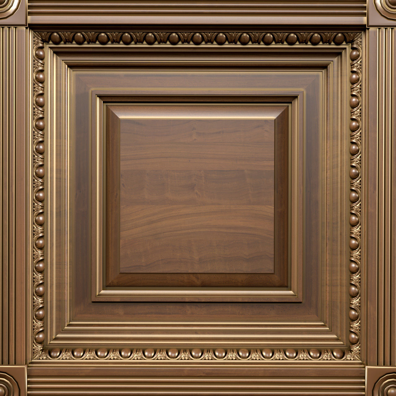 Classical coffered ceiling Set 3D model_3