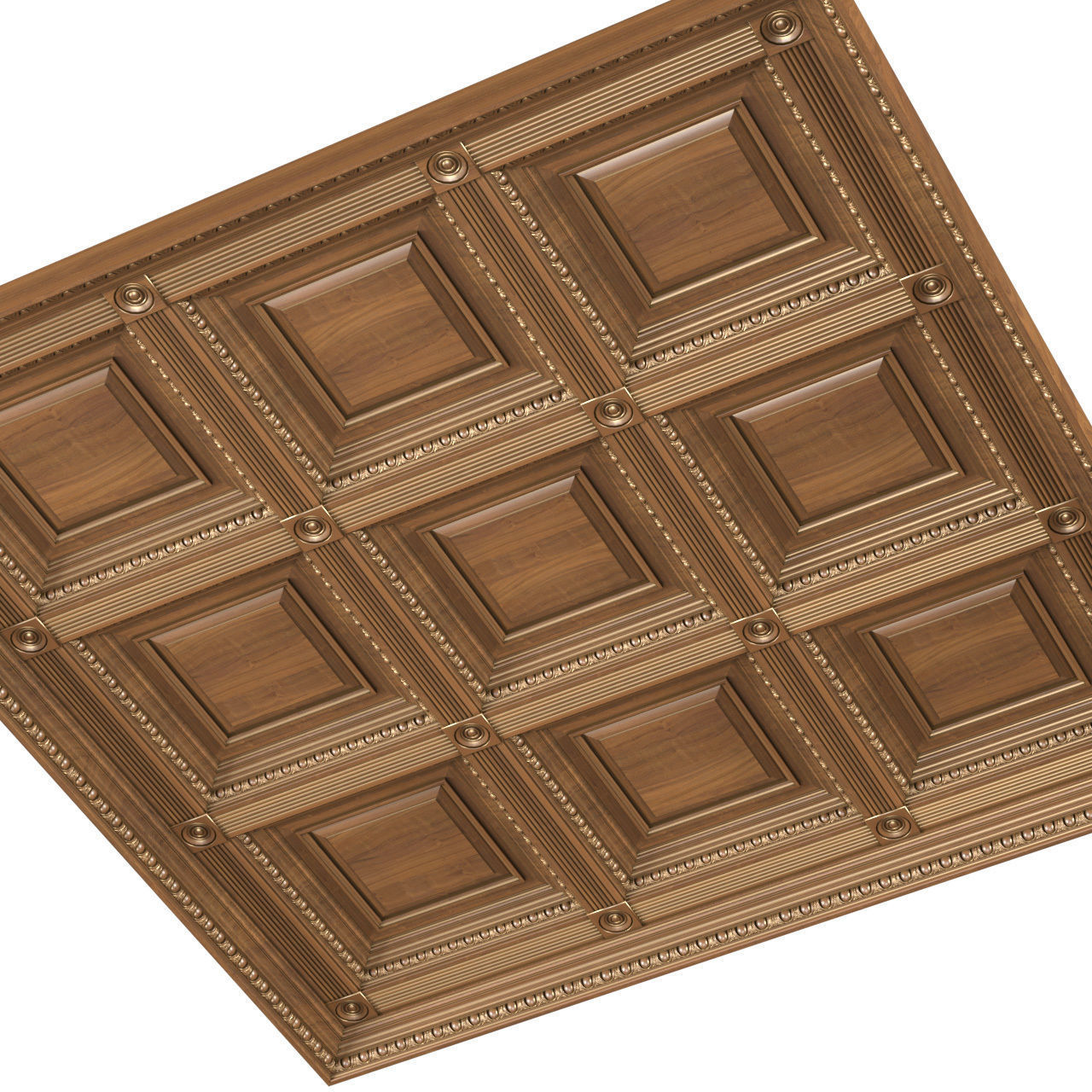 Classical coffered ceiling Set 3D model_1