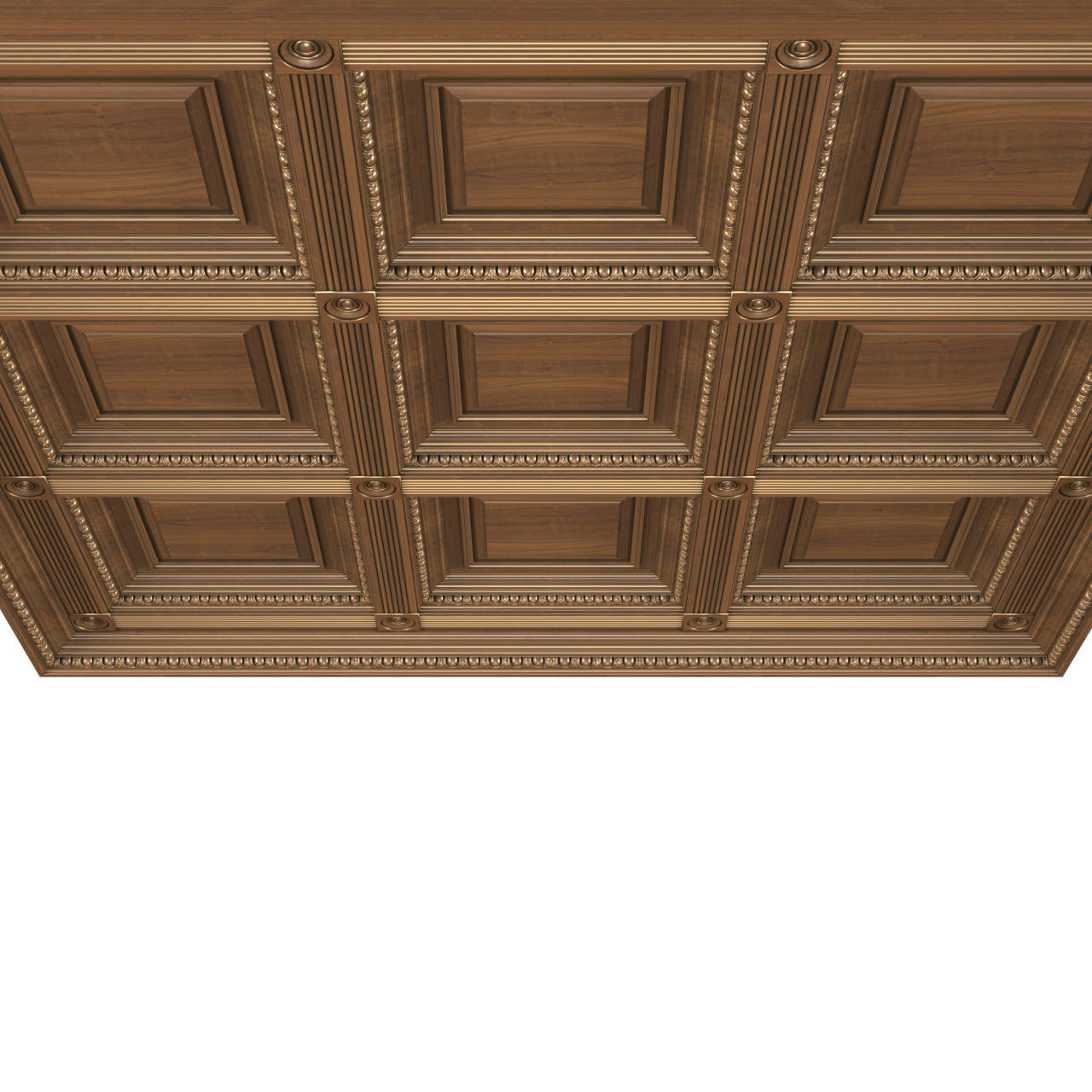 Classical coffered ceiling Set 3D model_4