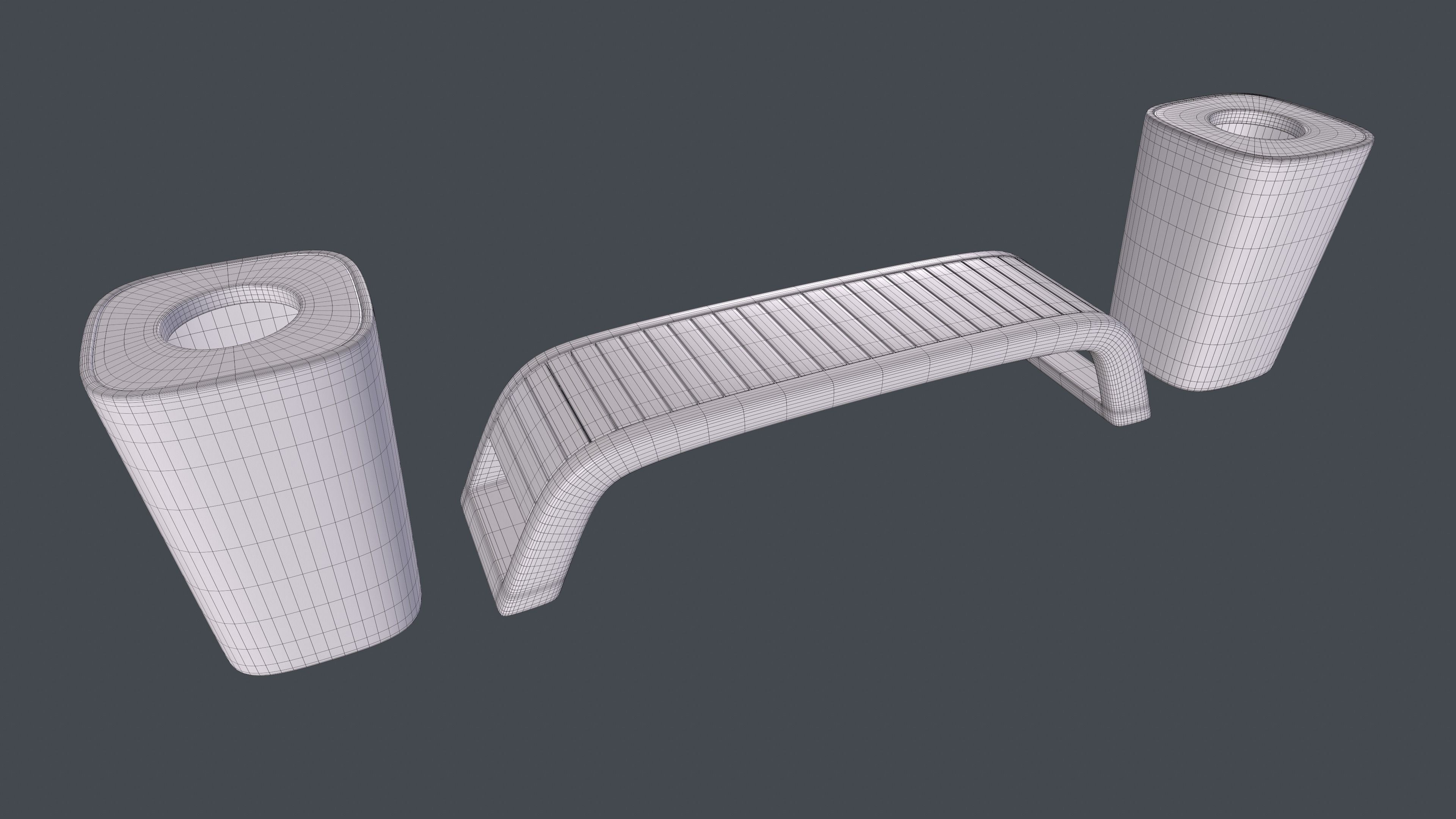 Street bench and urn 3D model_6
