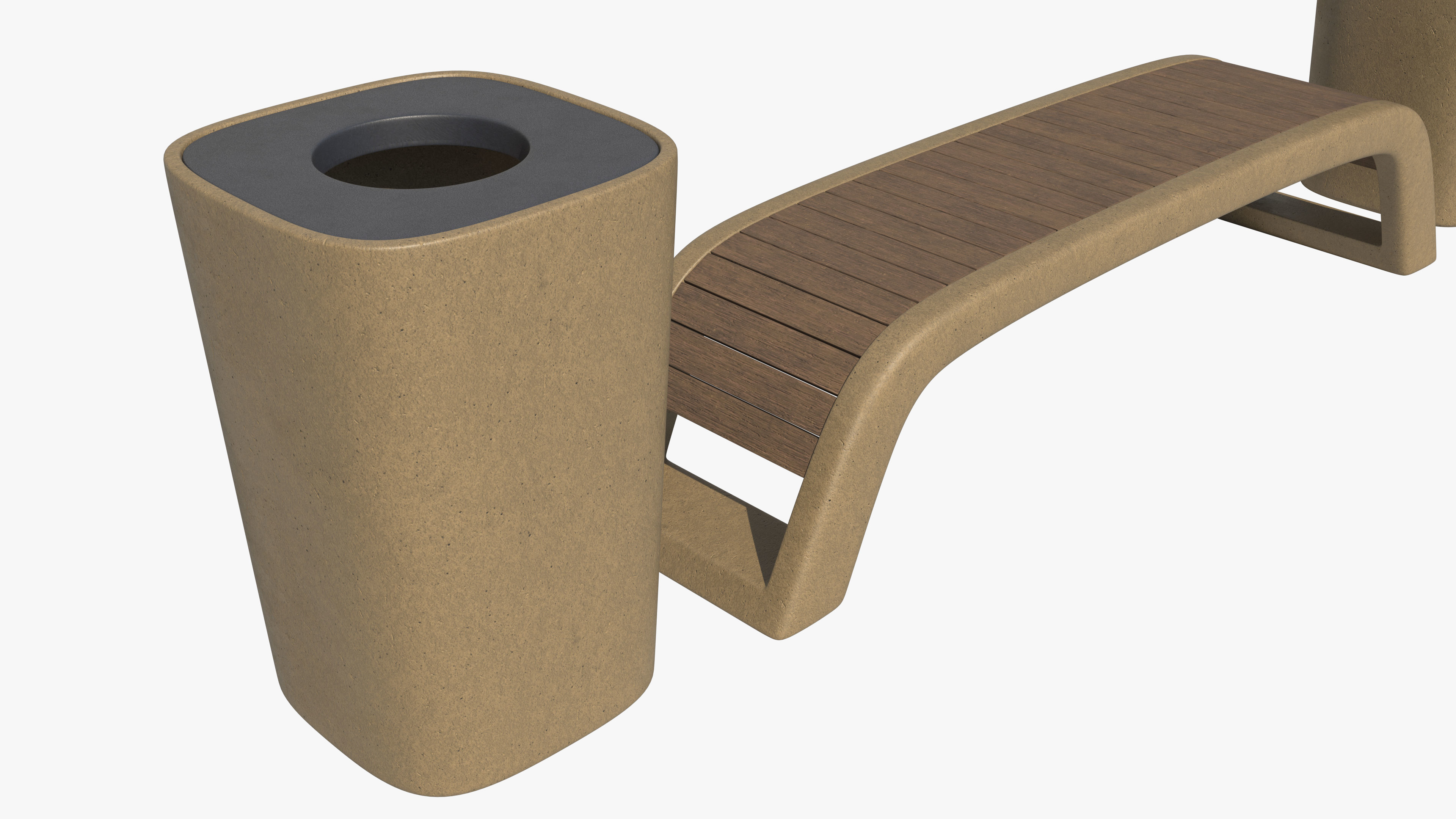Street bench and urn 3D model_3