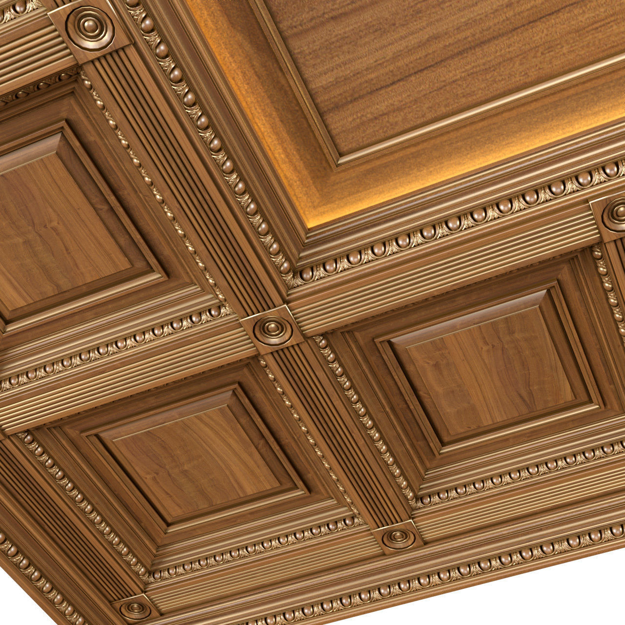 Classical coffered ceiling Set 3D model_3