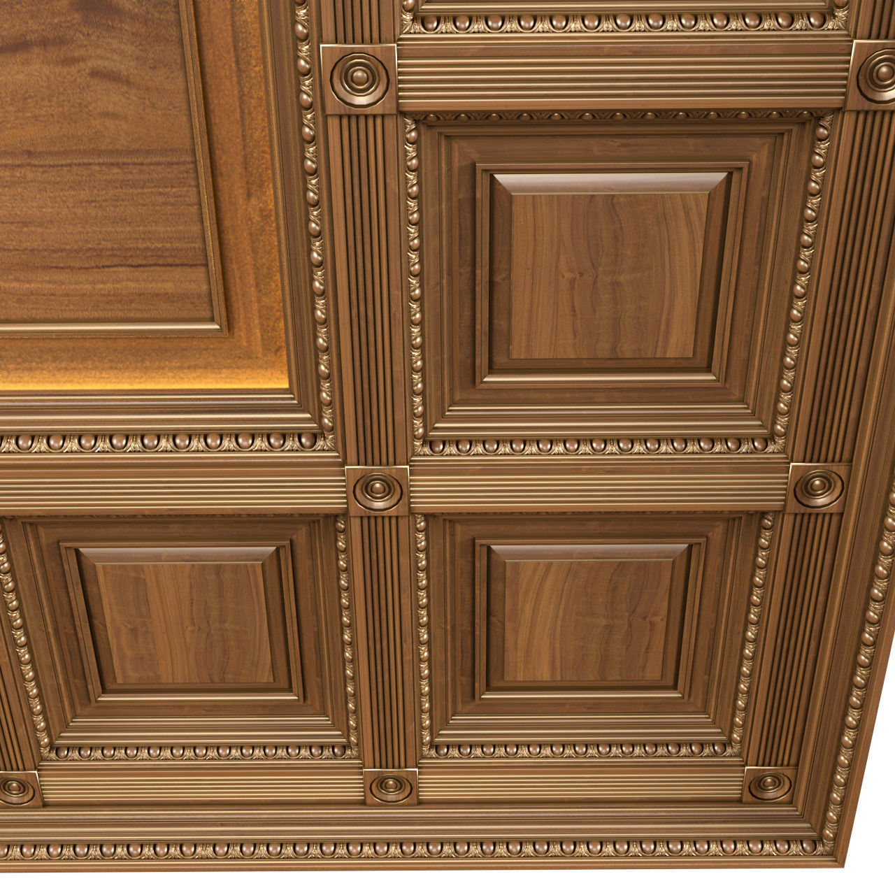 Classical coffered ceiling Set 3D model_4