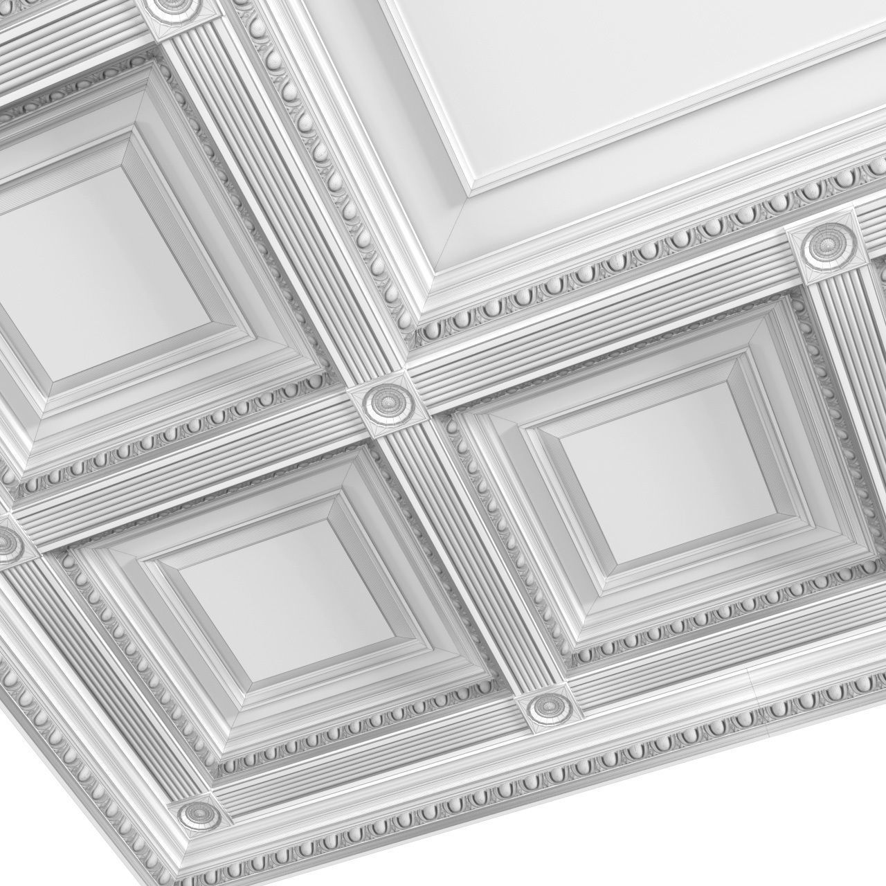 Classical coffered ceiling Set 3D model_5