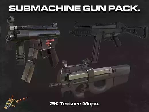 SUBMACHINE GUN PACK 3D Model Collection
