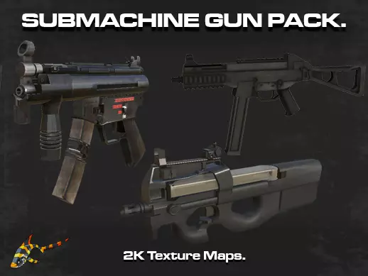 SUBMACHINE GUN PACK 3D Model Collection_0